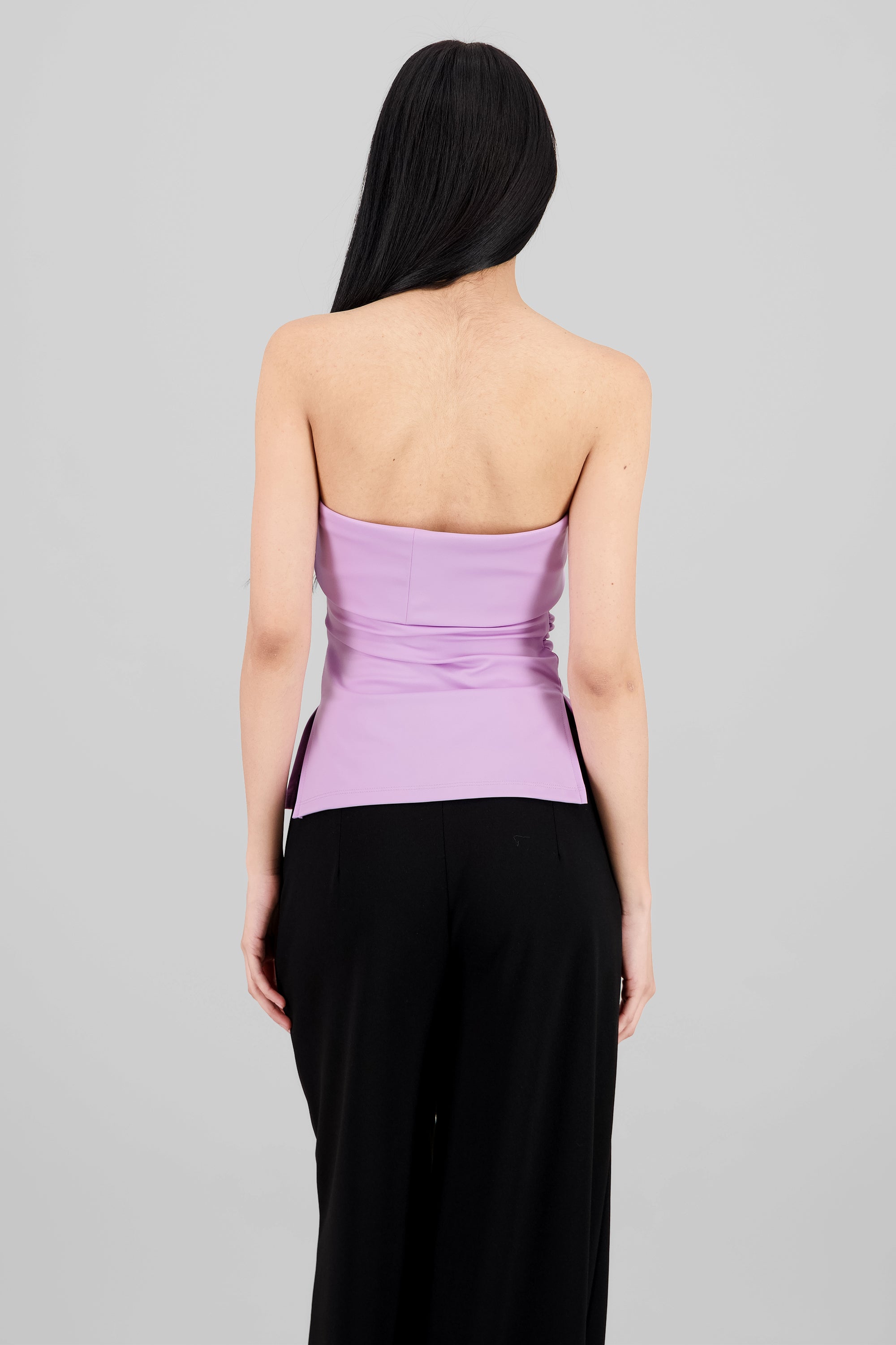 Double Neckline Tube Top PASTEL PURPLE