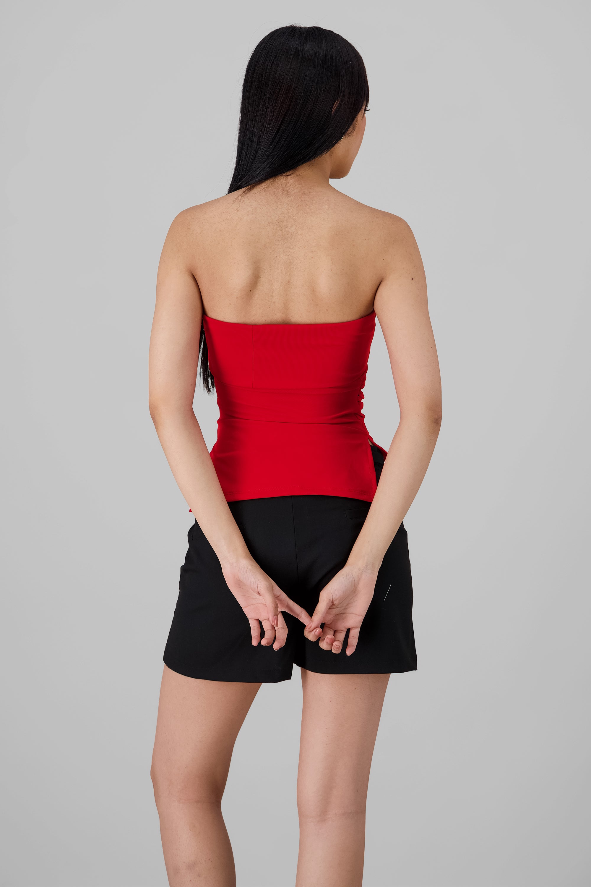 Double Neckline Tube Top RED