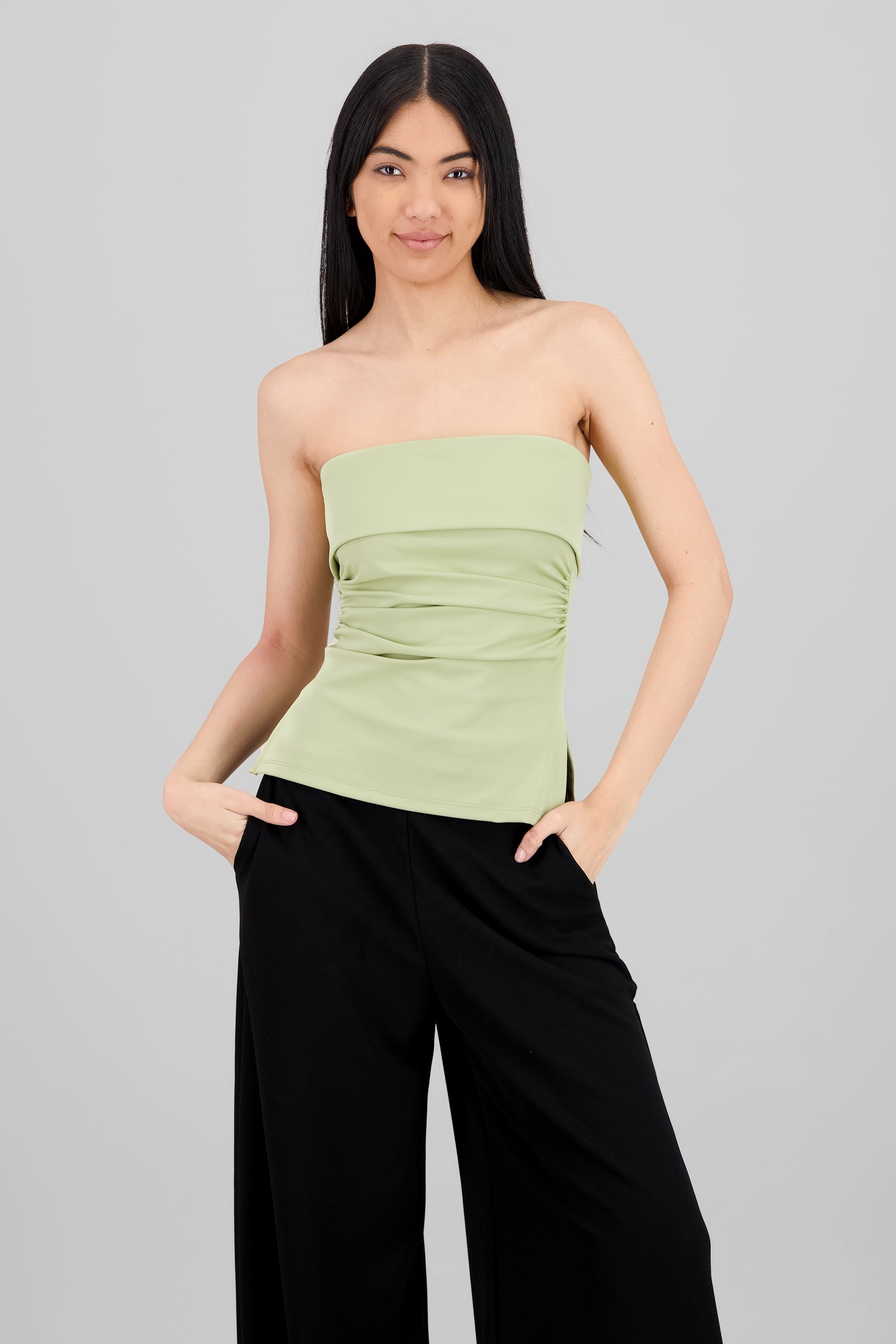 Double Neckline Tube Top SAGE