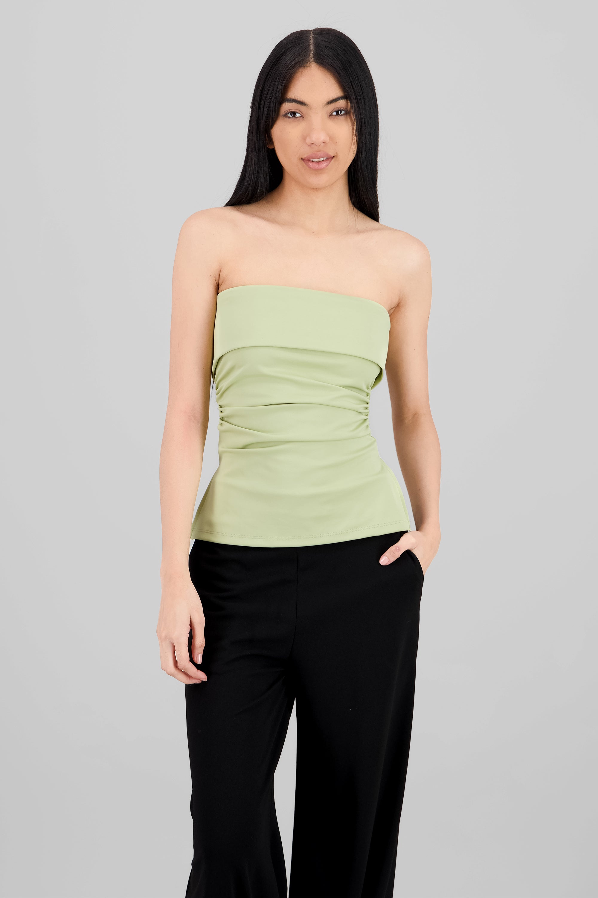 Double Neckline Tube Top SAGE