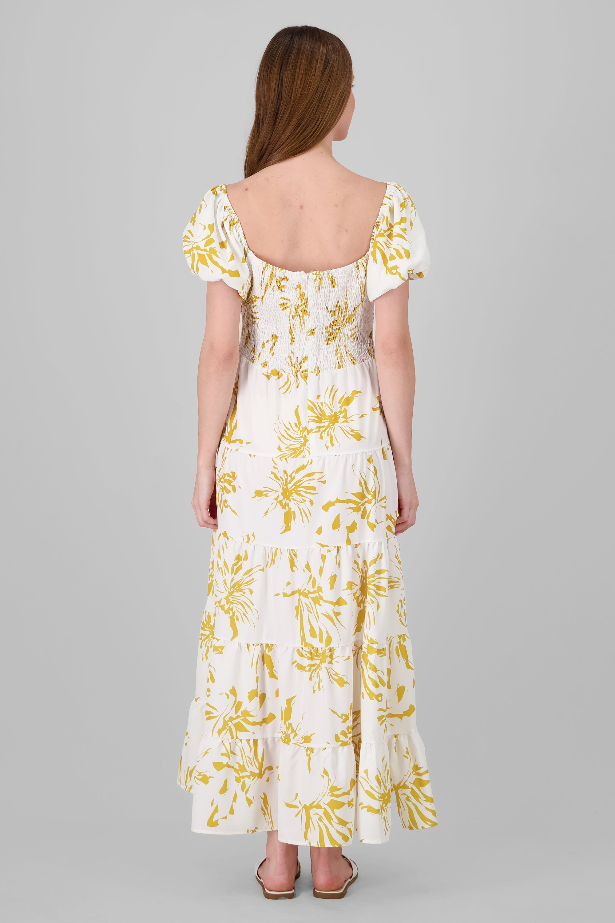 Floral Print Maxi Dress YELLOW COMBO