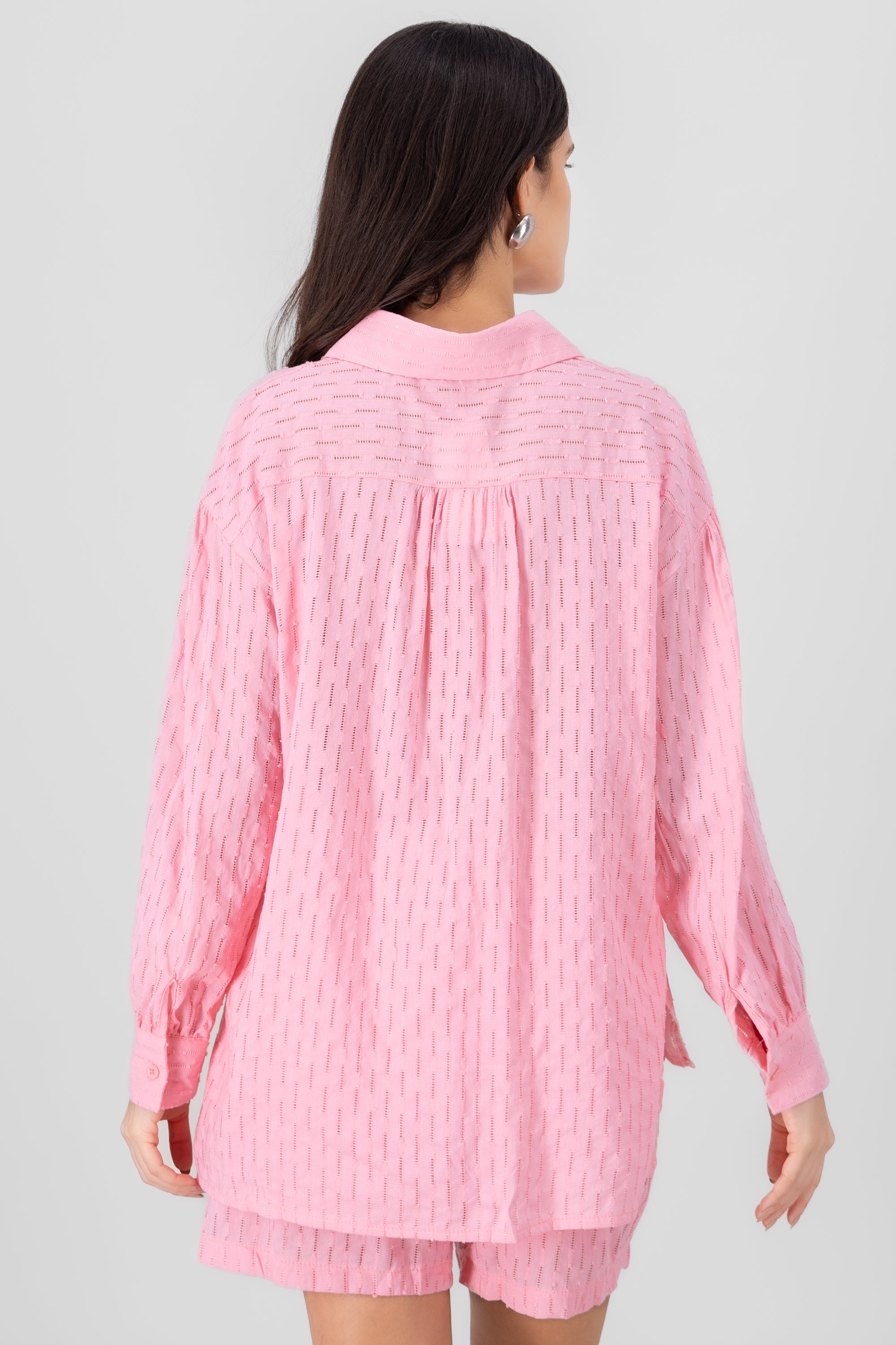 Textured Long Sleeve Shirt PINK