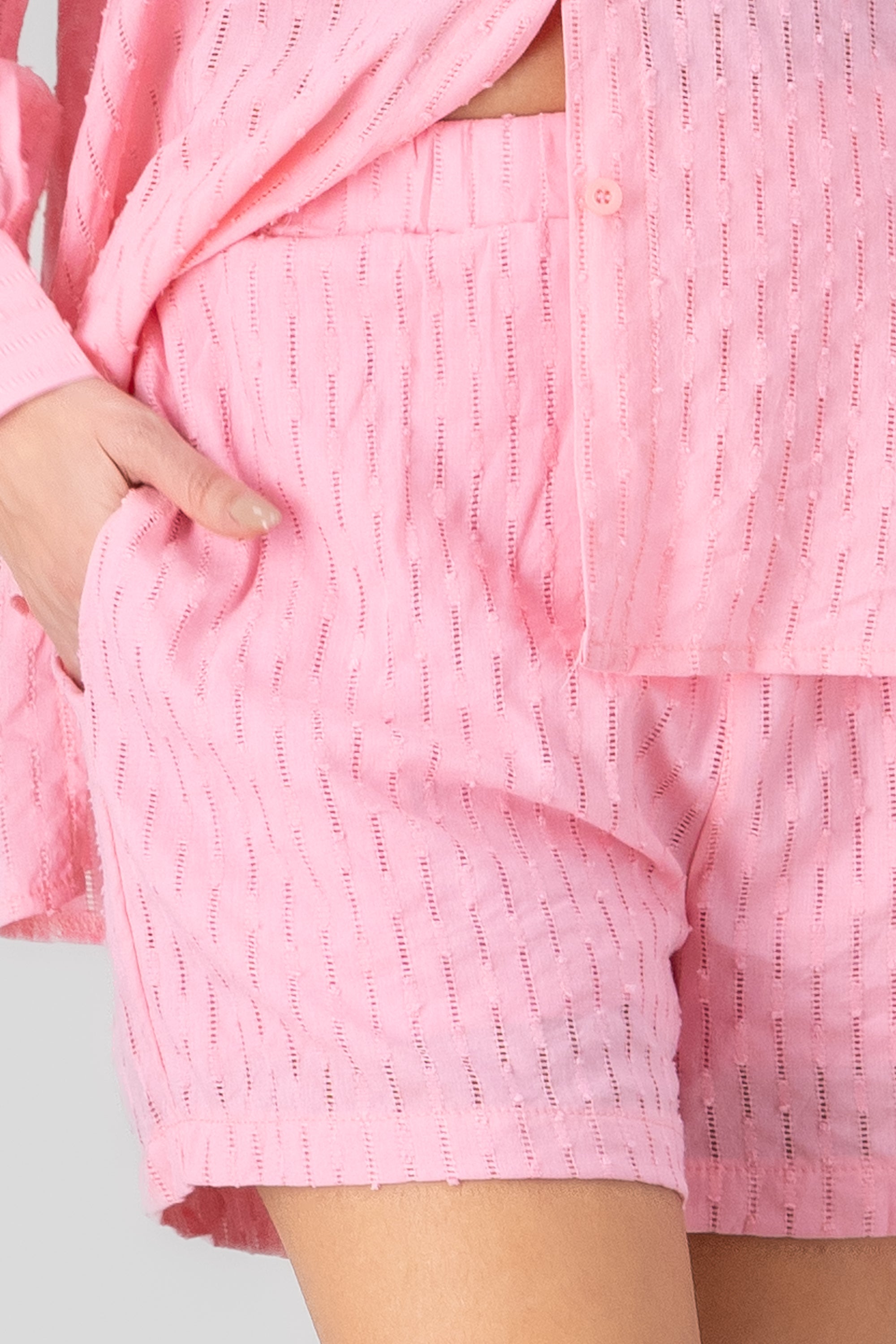 Solid Textured Shorts PINK