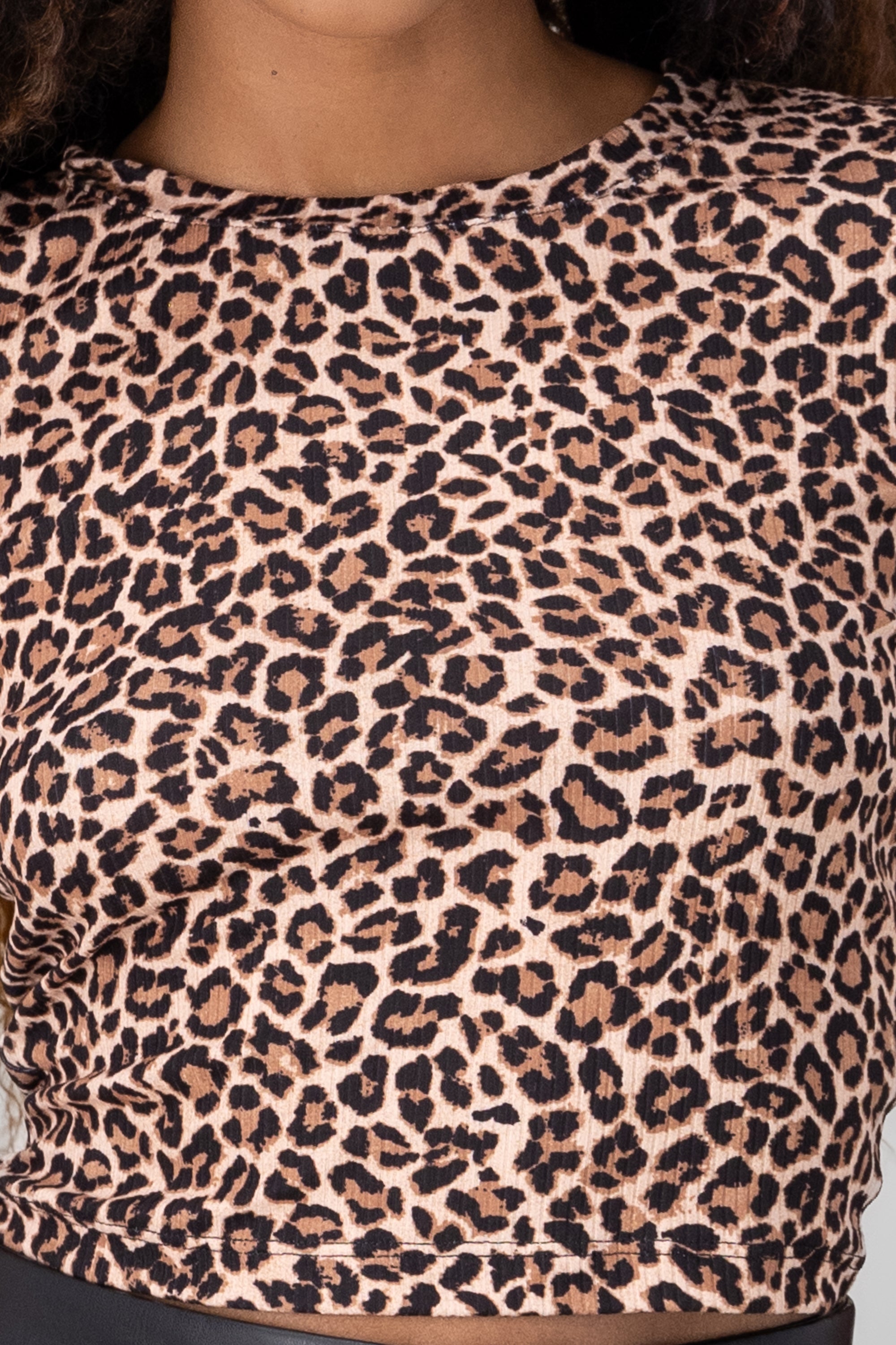 Animal Print Ribbed Top BROWN COMBO