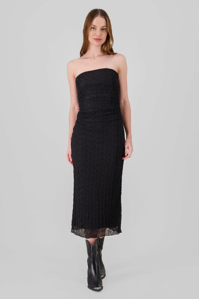 Solid Textured Dress BLACK