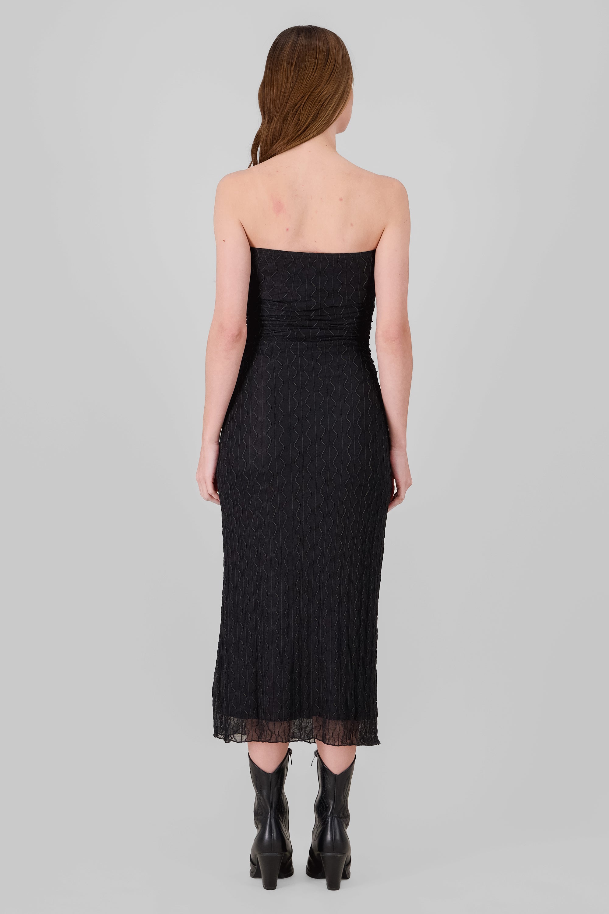 Solid Textured Dress BLACK