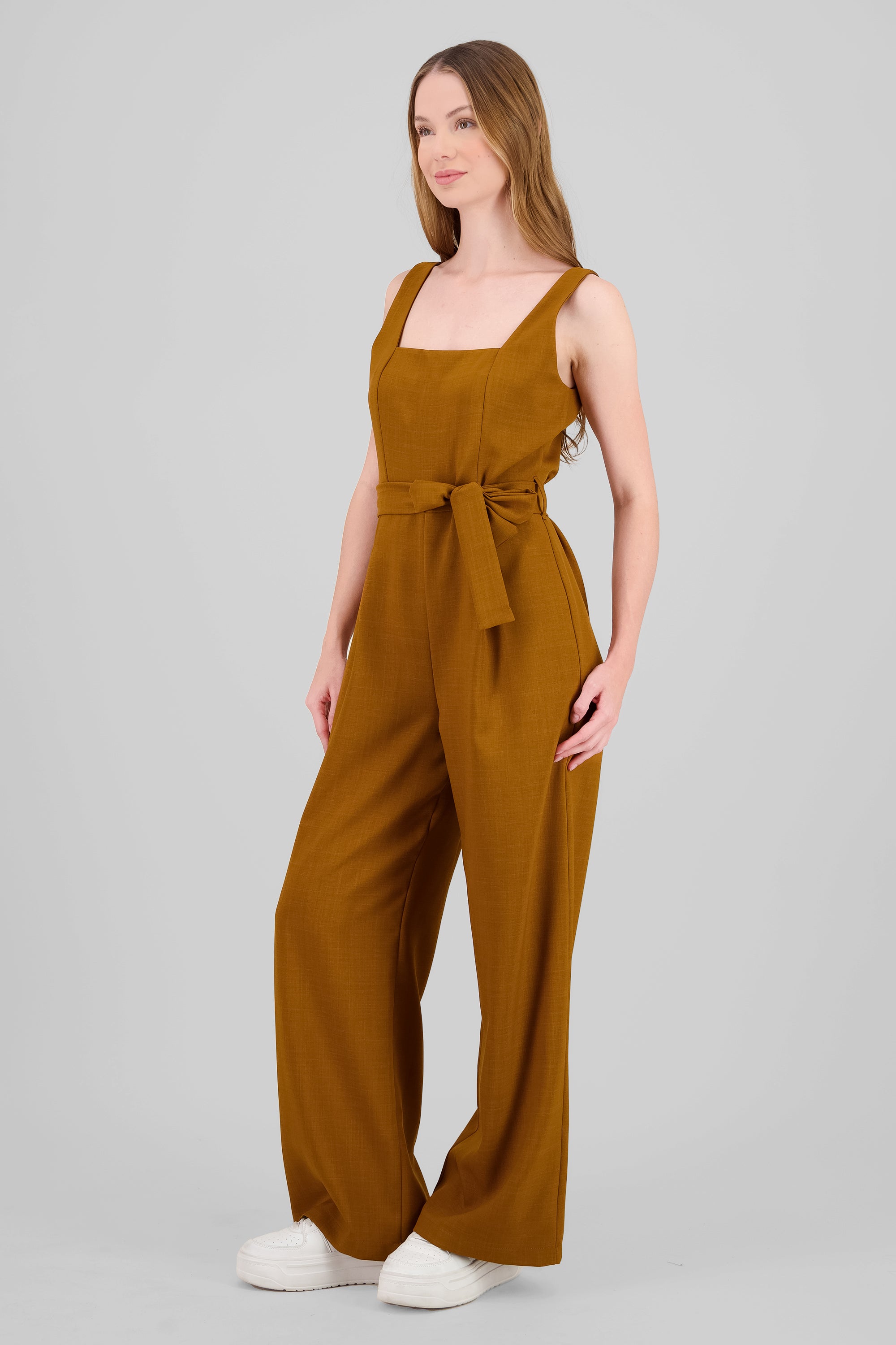 Strappy Jumpsuit With Belt BROWN