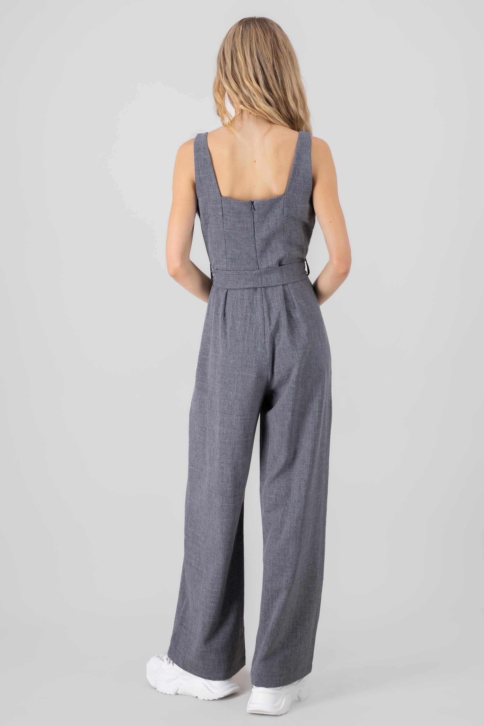 Strappy Jumpsuit With Belt HEATHER GRAY