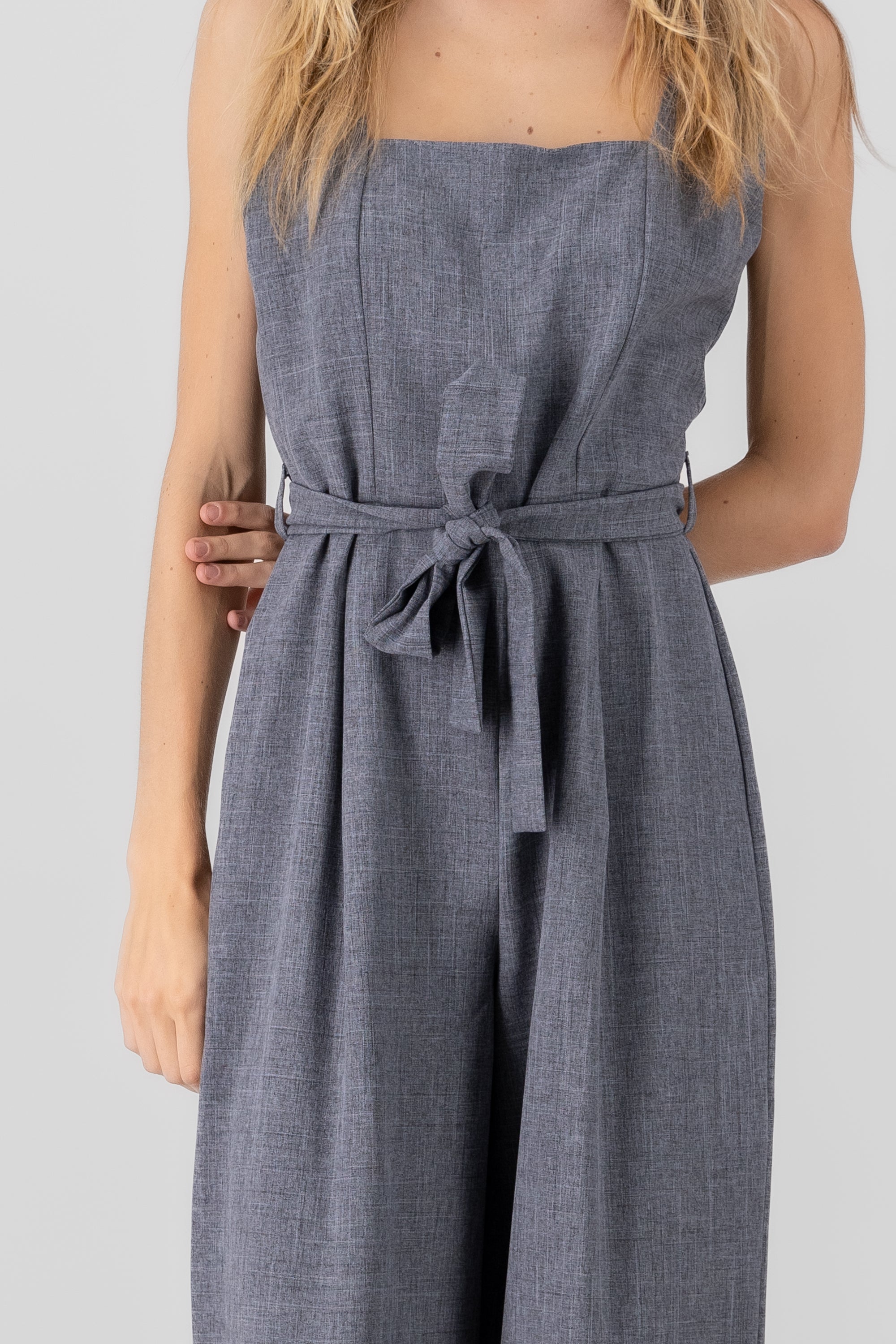 Strappy Jumpsuit With Belt HEATHER GRAY