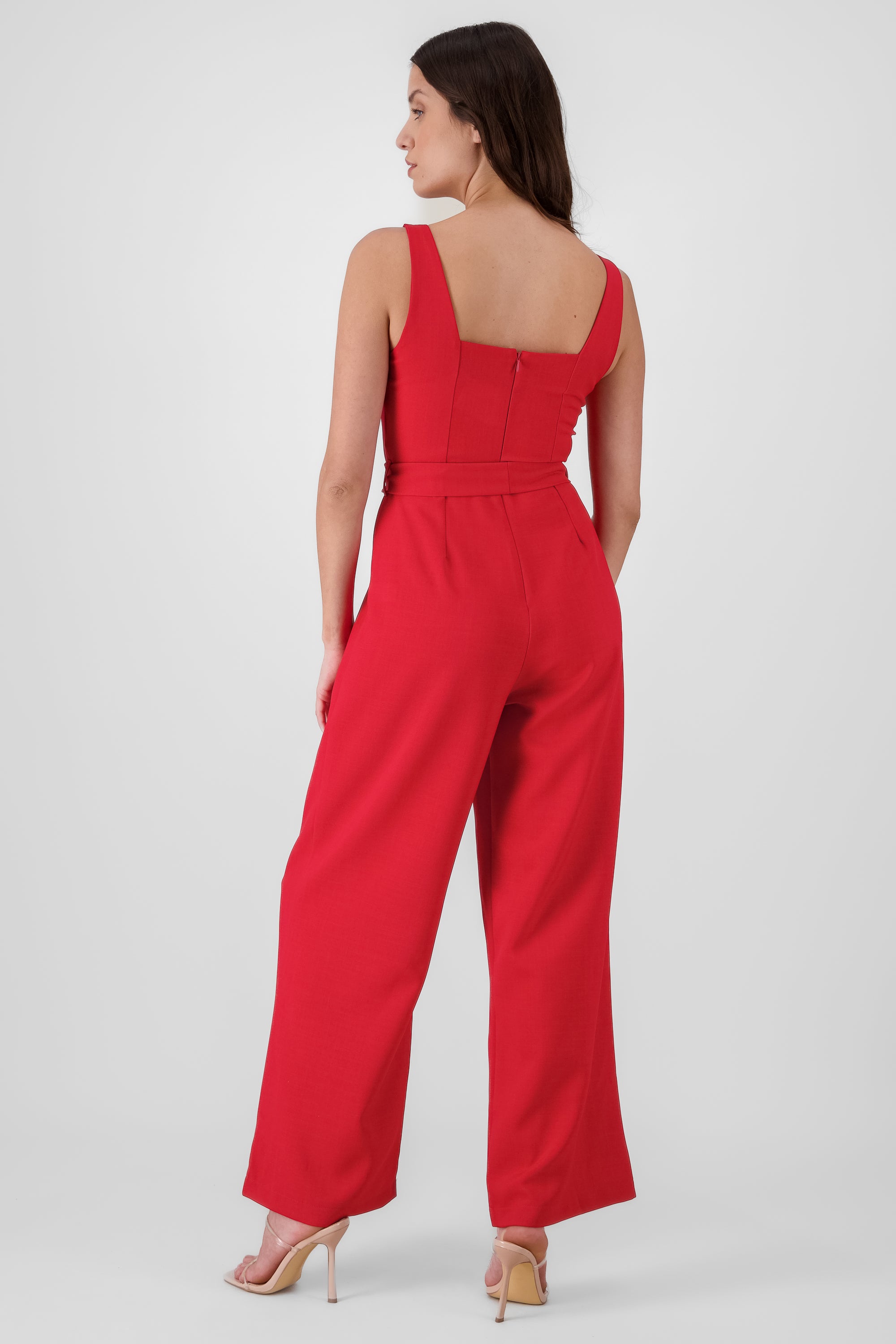 Strappy Jumpsuit With Belt RED