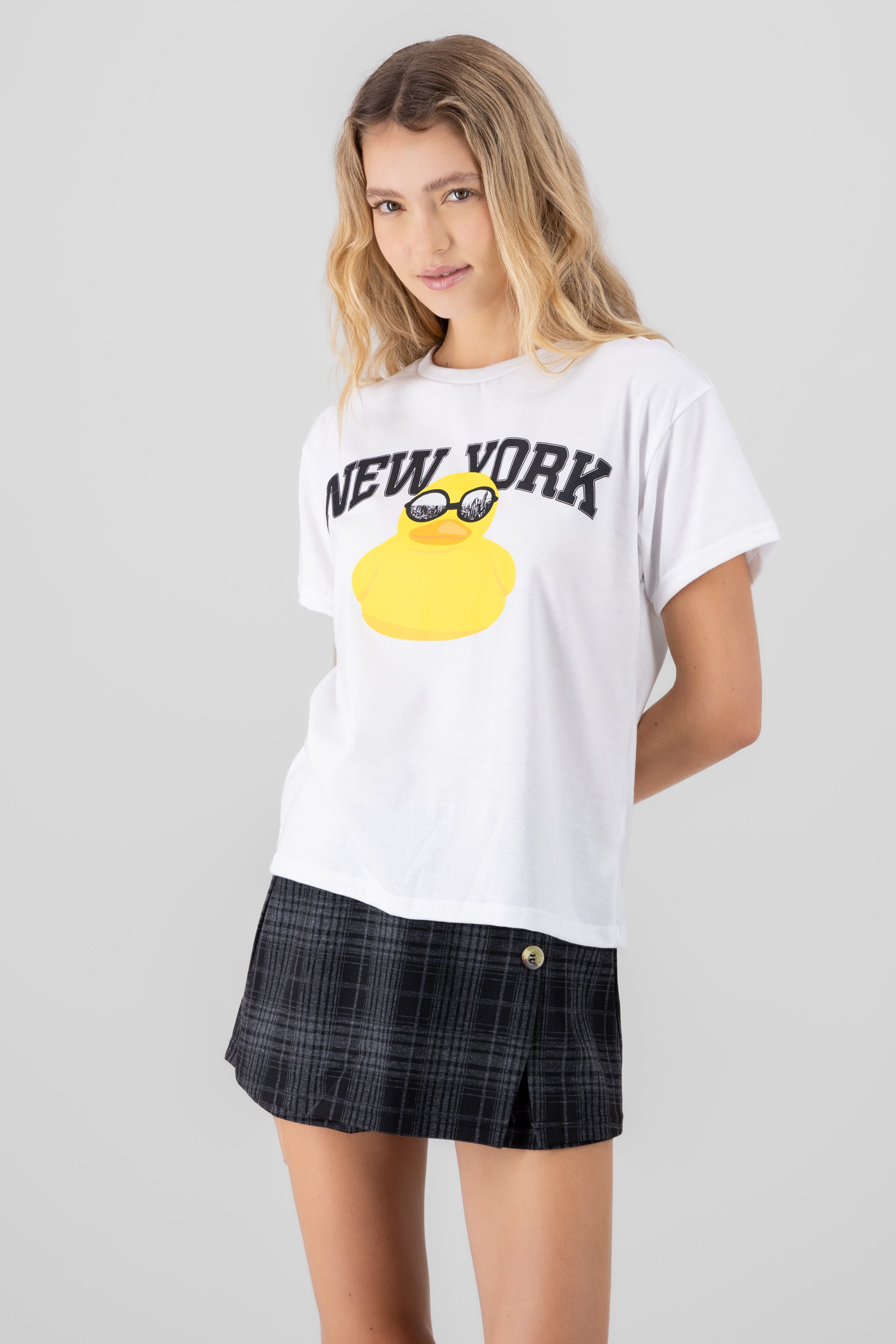 New York Duck Print T Shirt WHITE