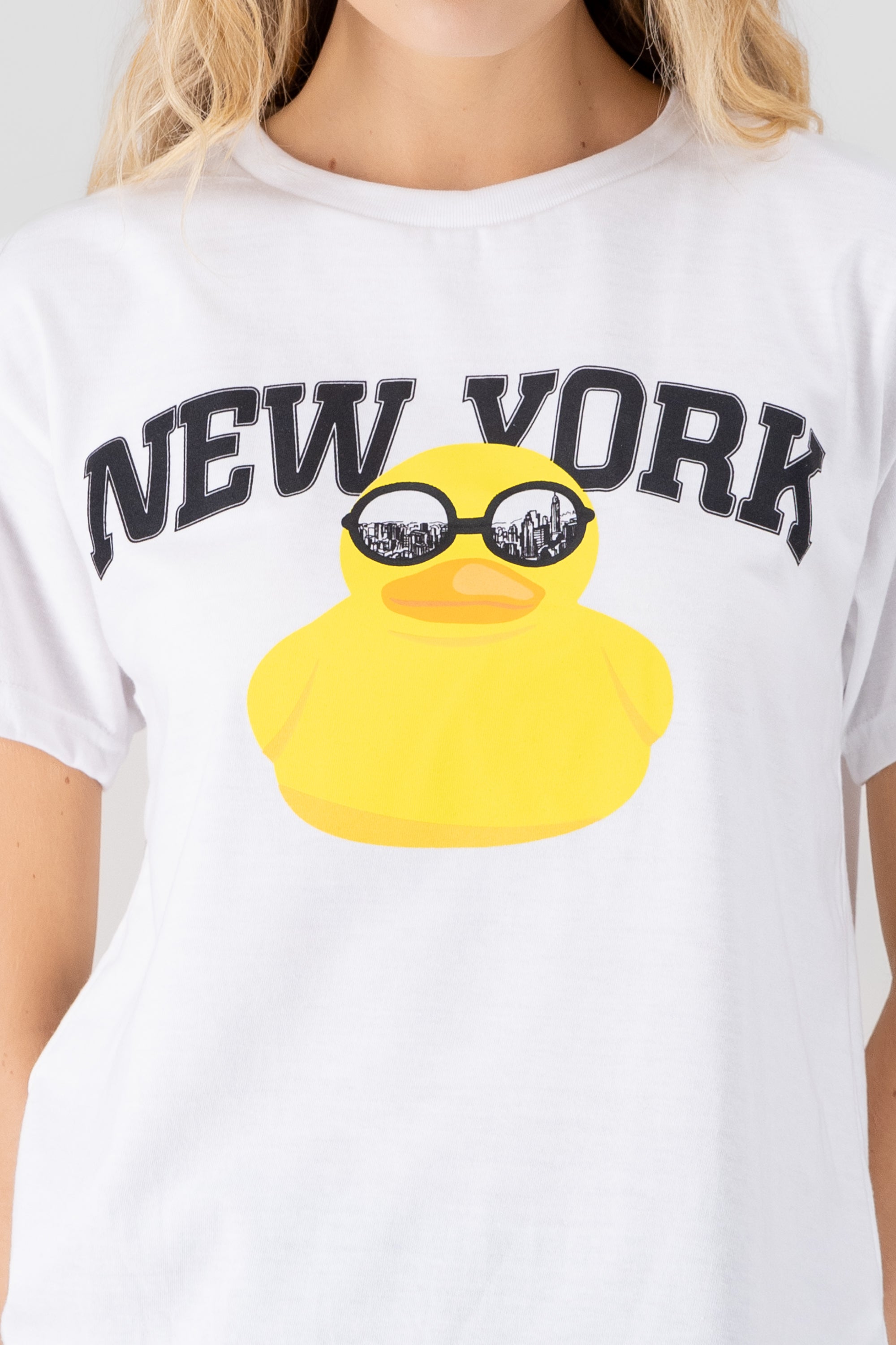 New York Duck Print T Shirt WHITE