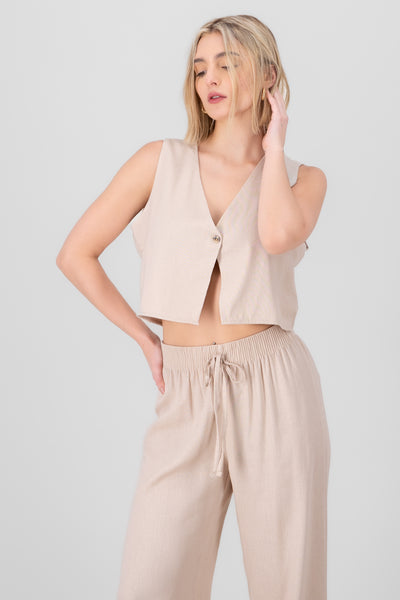 Solid Cropped Vest SAND