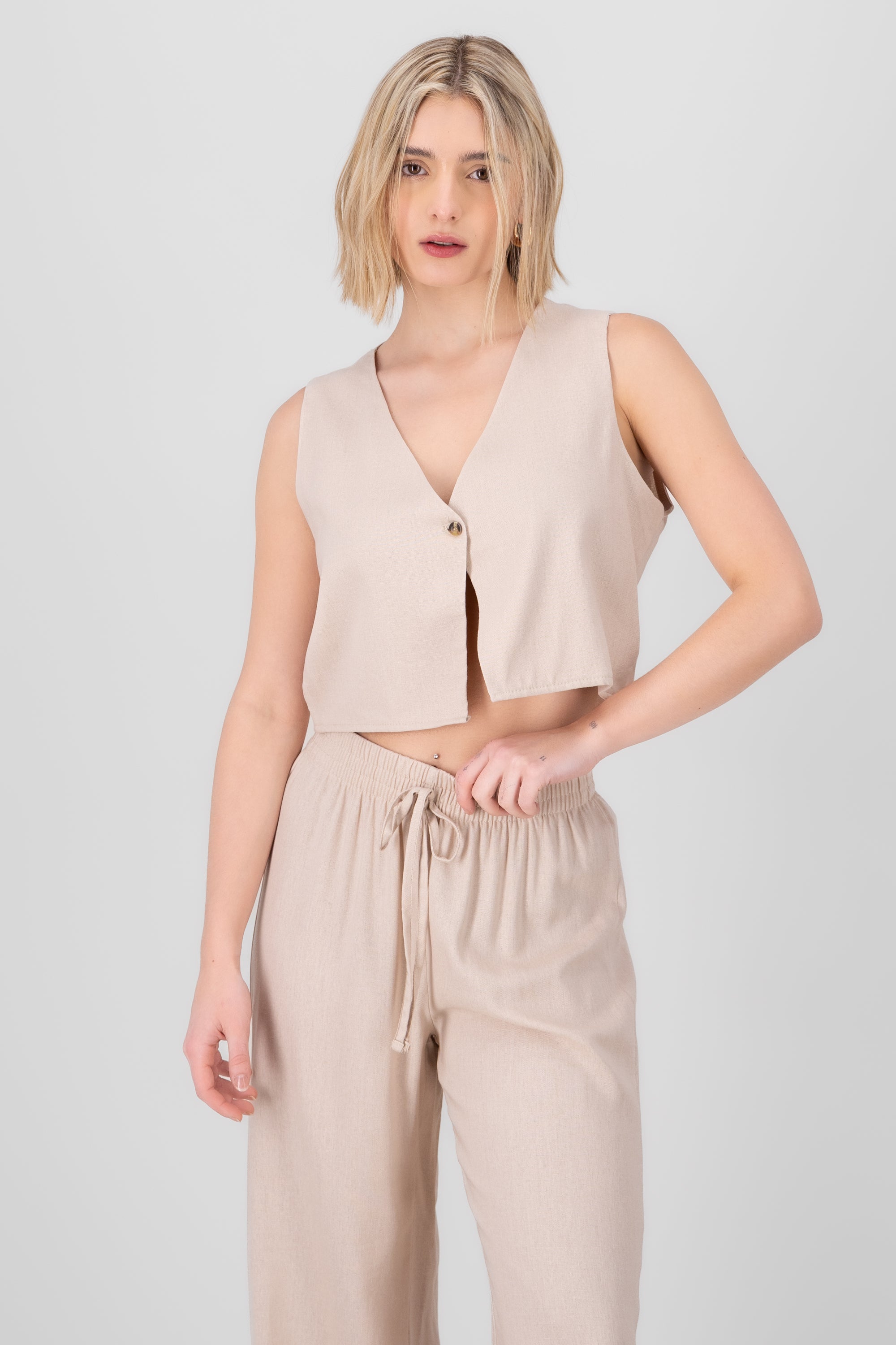 Solid Cropped Vest SAND