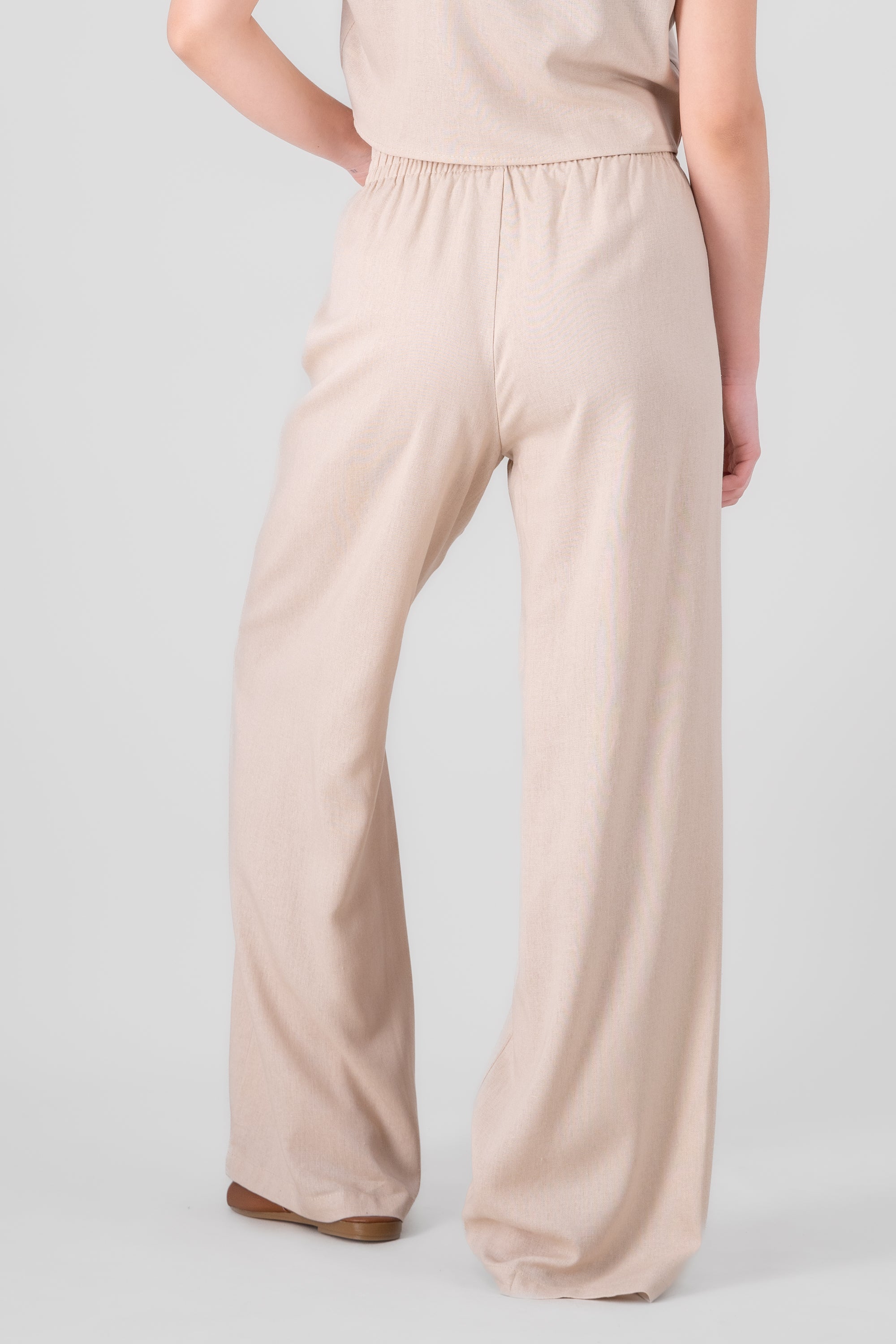 Elastic Waist Wide Leg Pants SAND