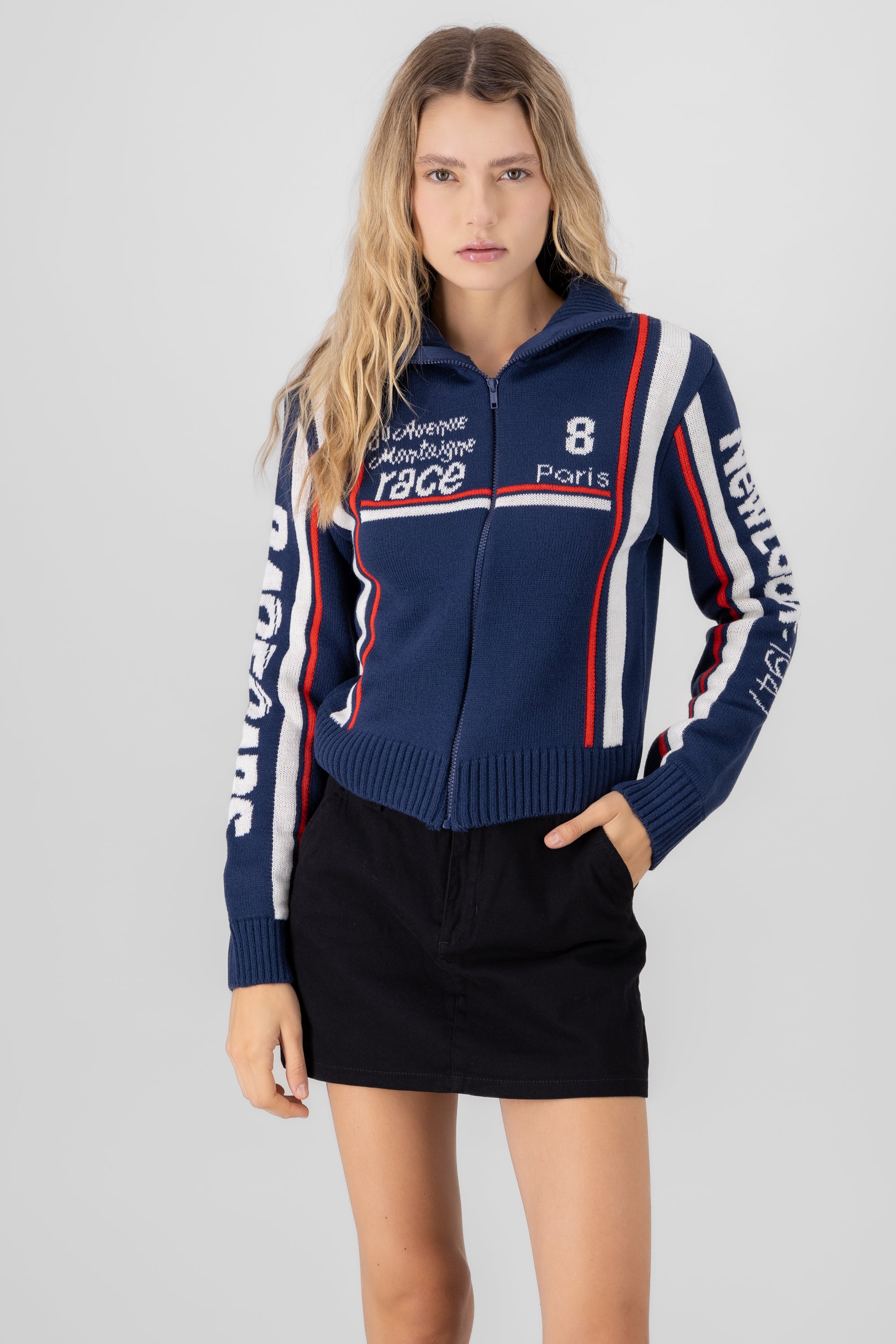 Racing Style Sweater BLUE COMBO