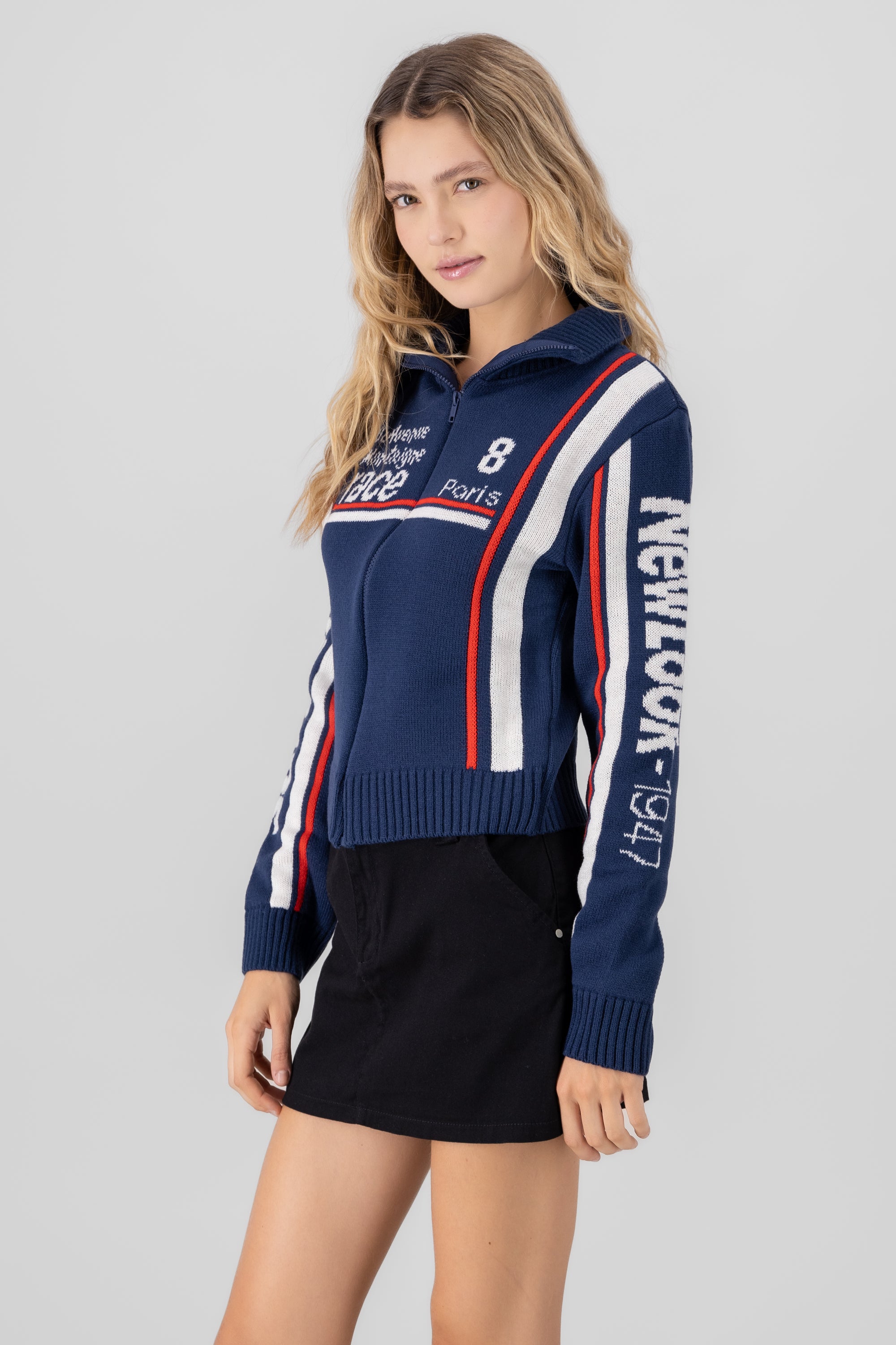 Racing Style Sweater BLUE COMBO