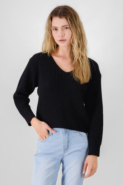 Knit Solid Sweater BLACK