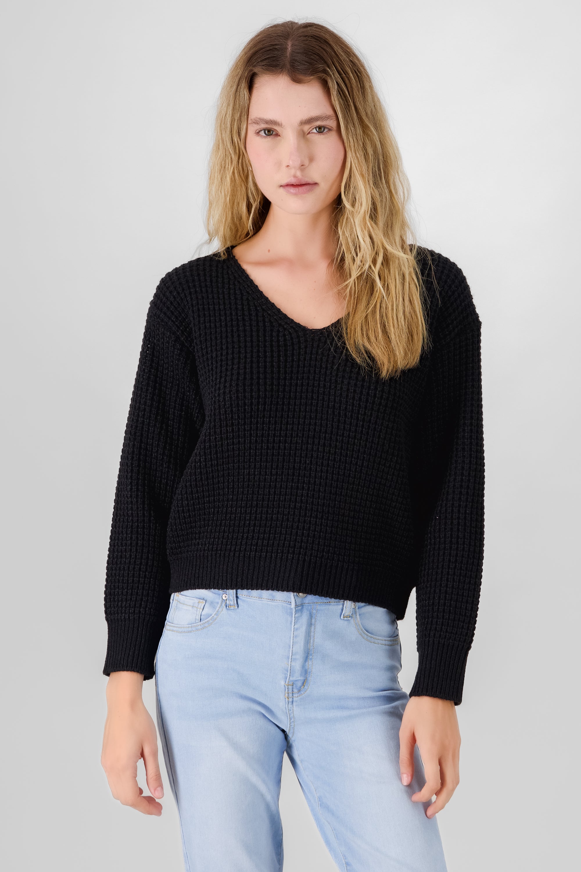 Knit Solid Sweater BLACK