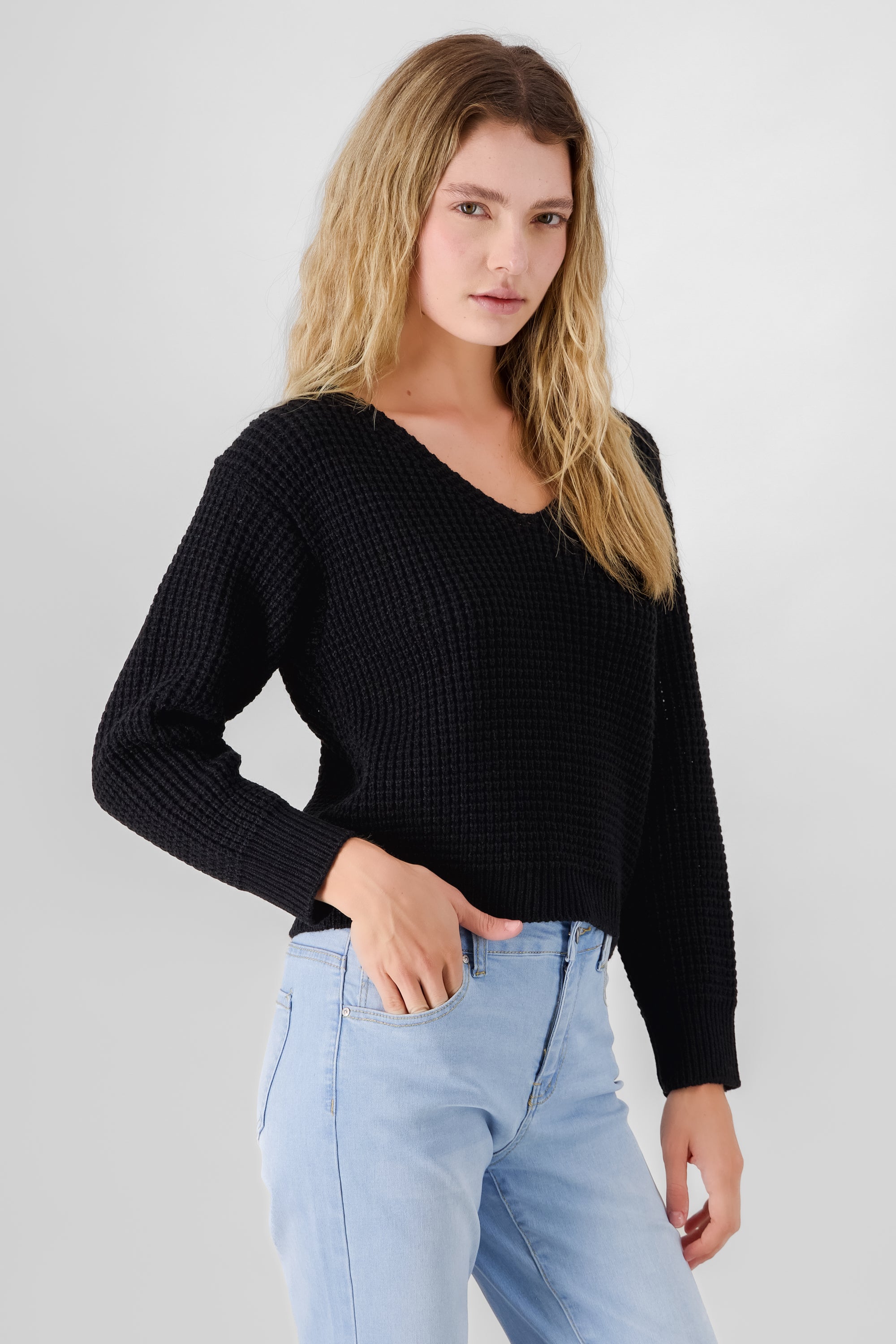 Knit Solid Sweater BLACK