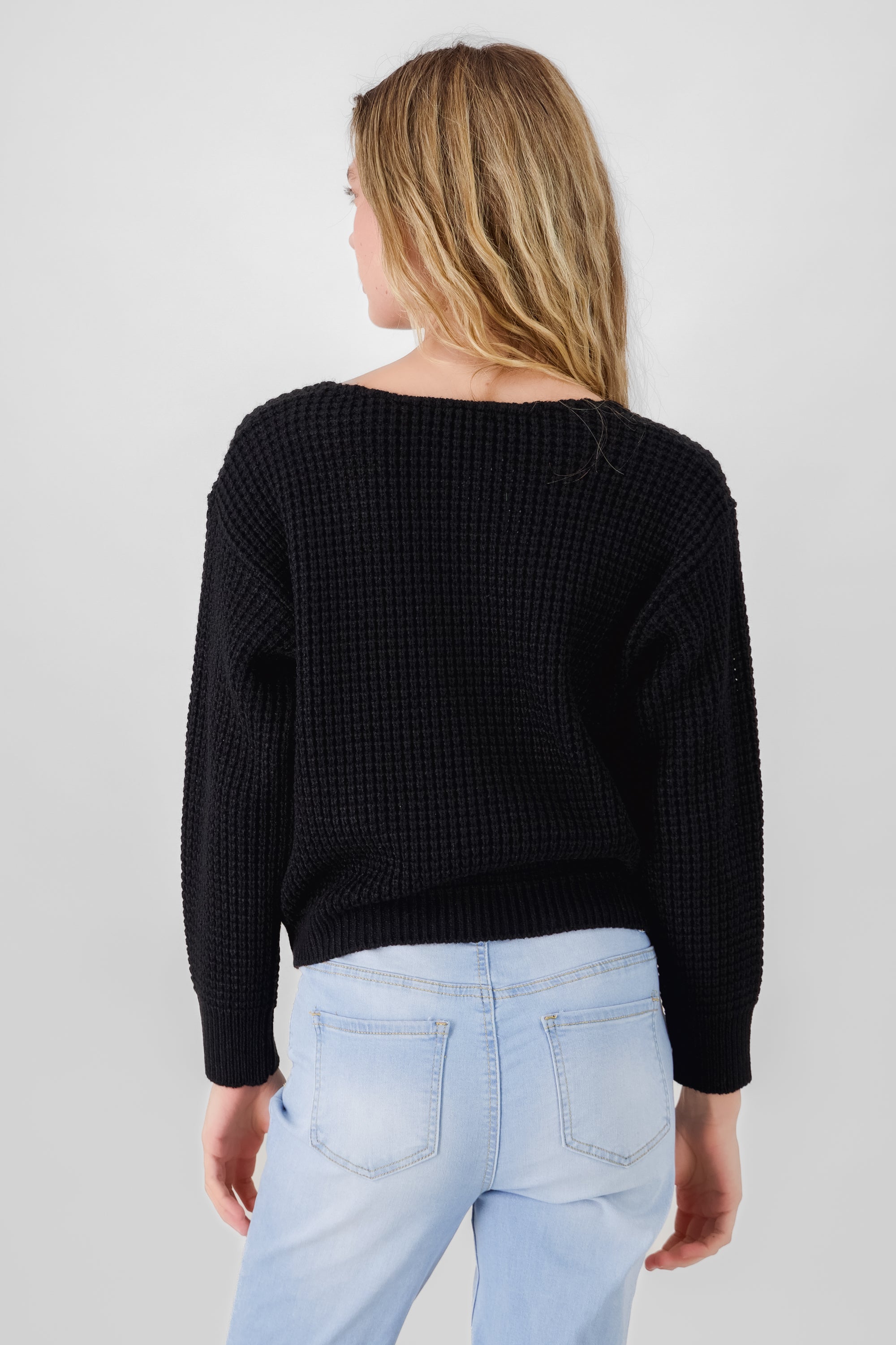 Knit Solid Sweater BLACK