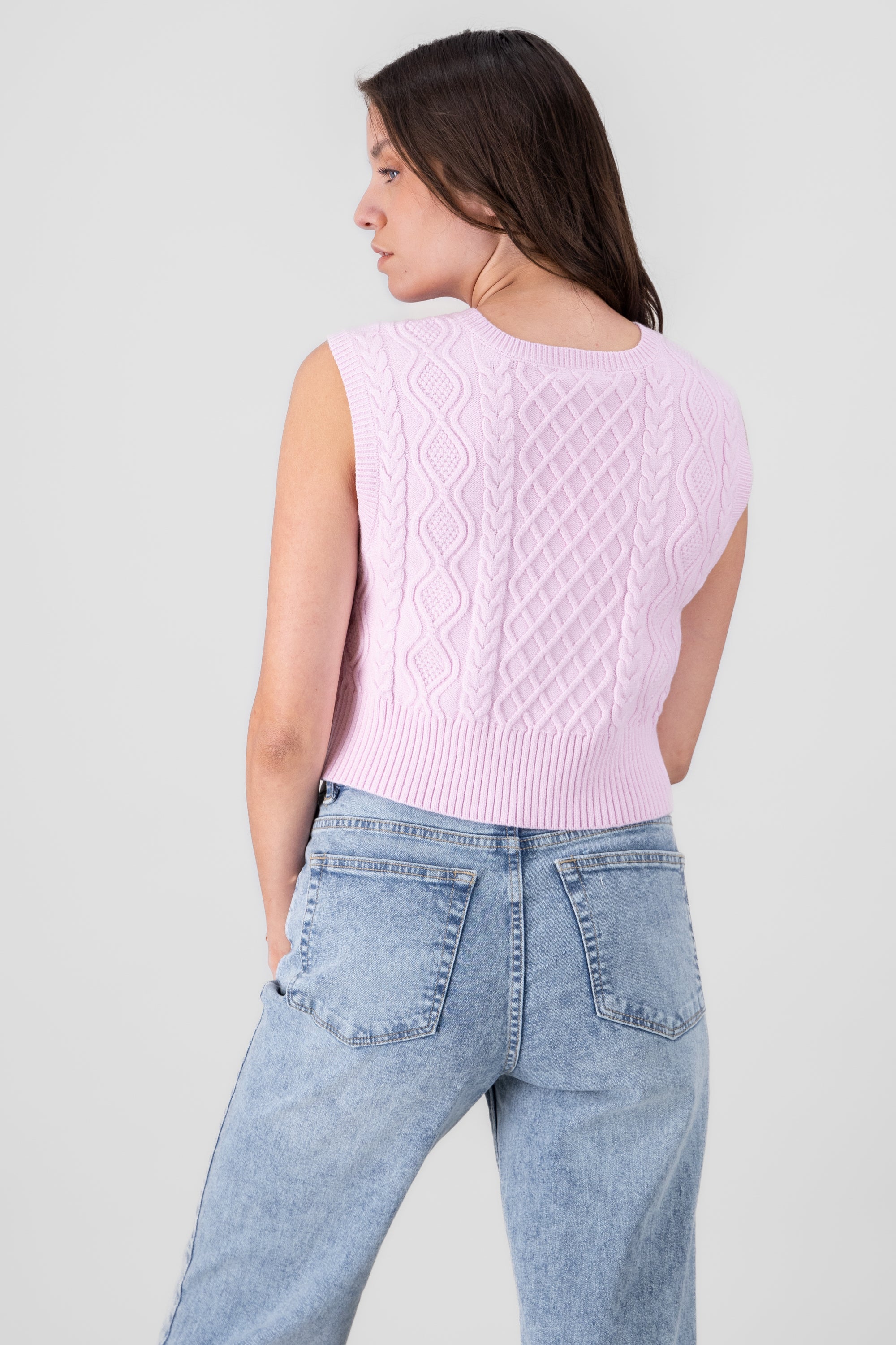 Solid  V Neck Vest PINK