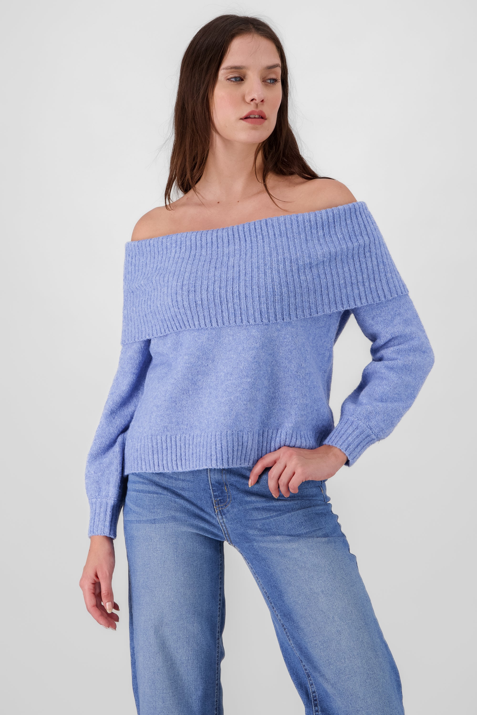 Solid Dropped Shoulder Sweater SKY BLUE