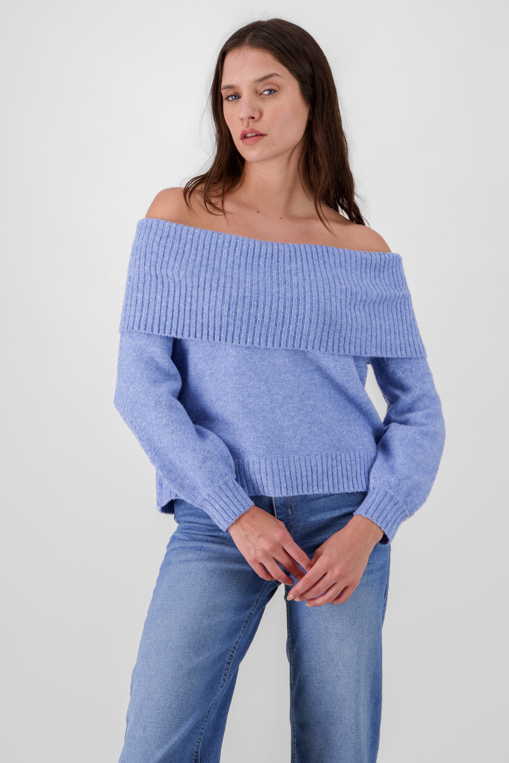 Solid Dropped Shoulder Sweater SKY BLUE