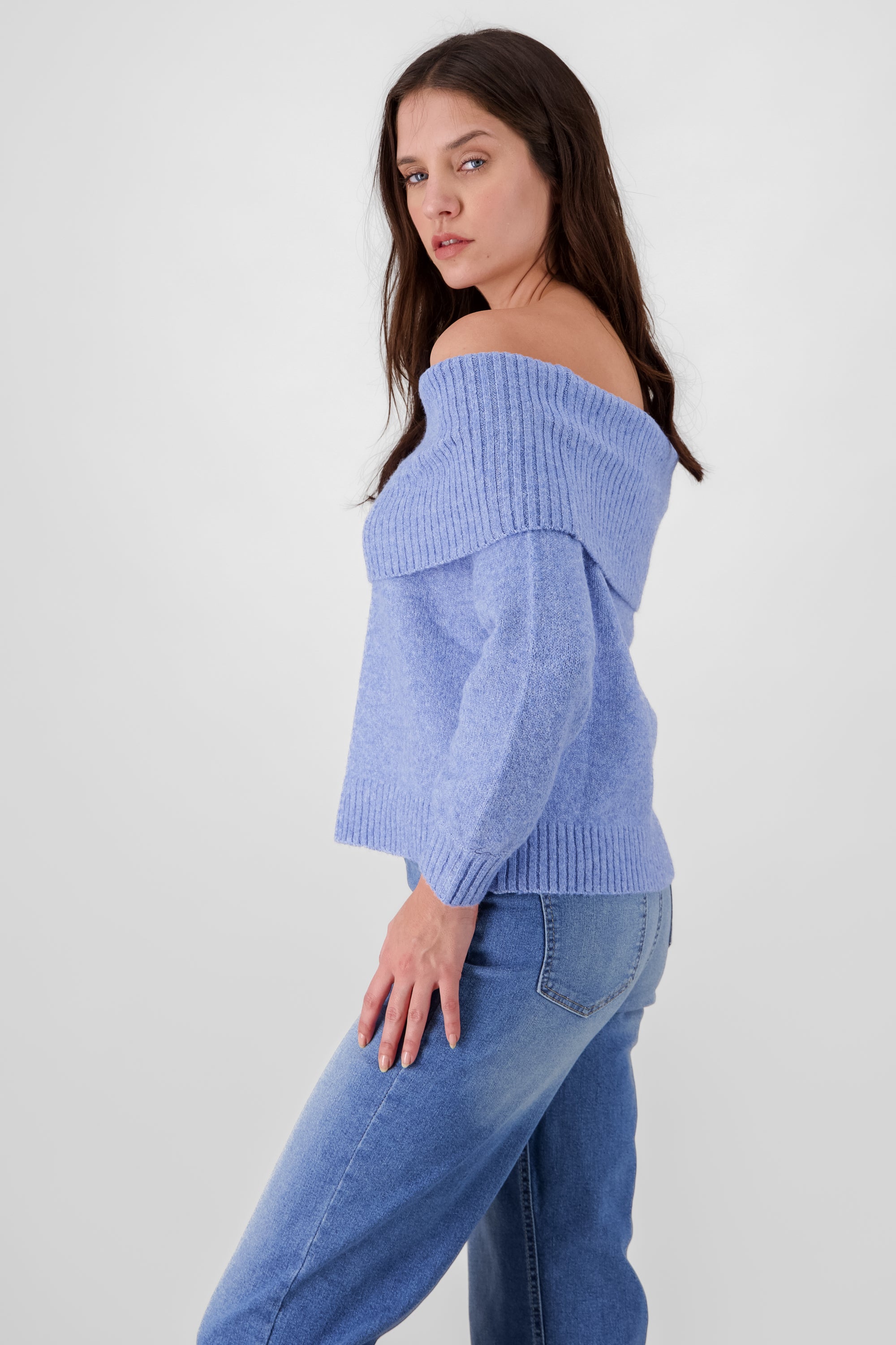 Solid Dropped Shoulder Sweater SKY BLUE