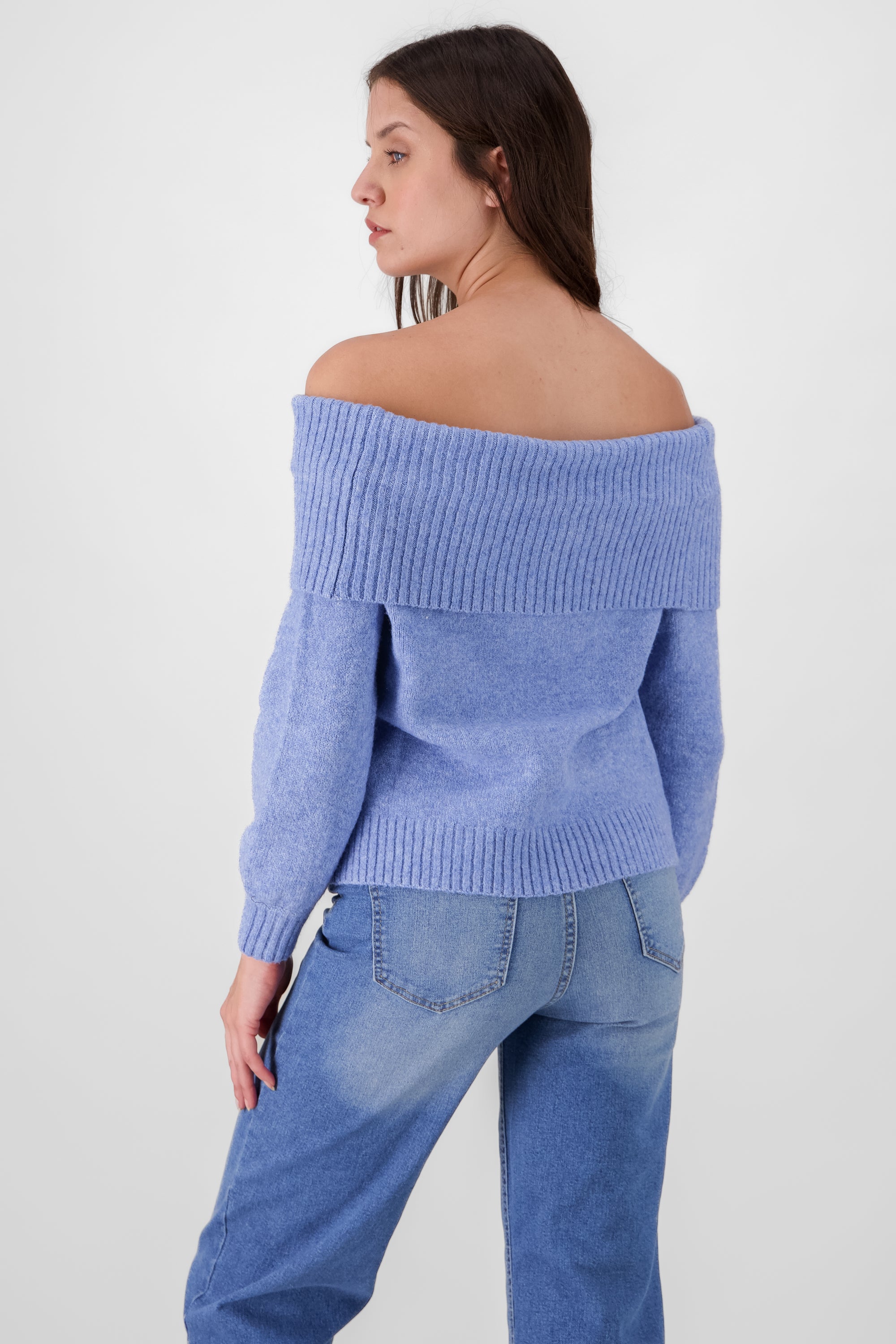 Solid Dropped Shoulder Sweater SKY BLUE