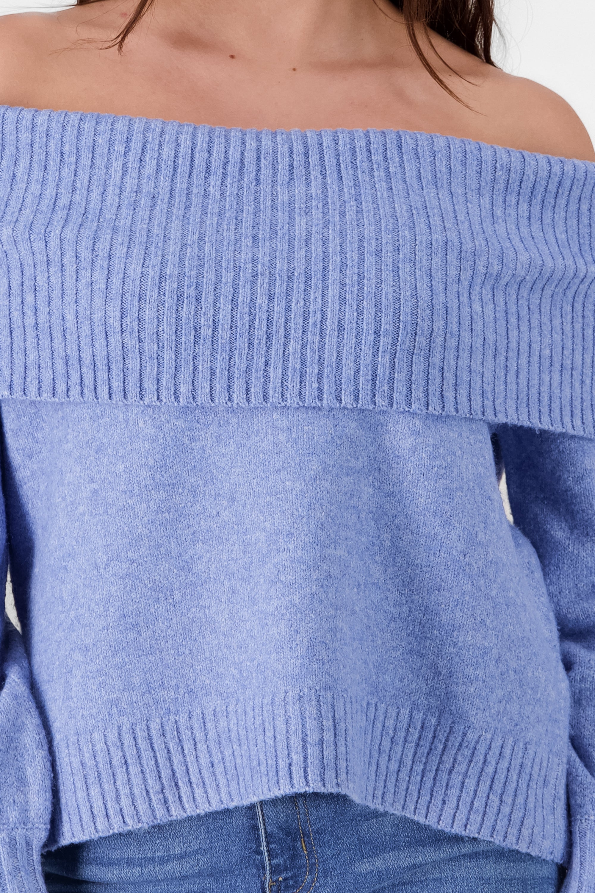 Solid Dropped Shoulder Sweater SKY BLUE