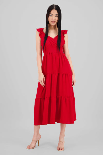 Ruffles Maxi Dress RED