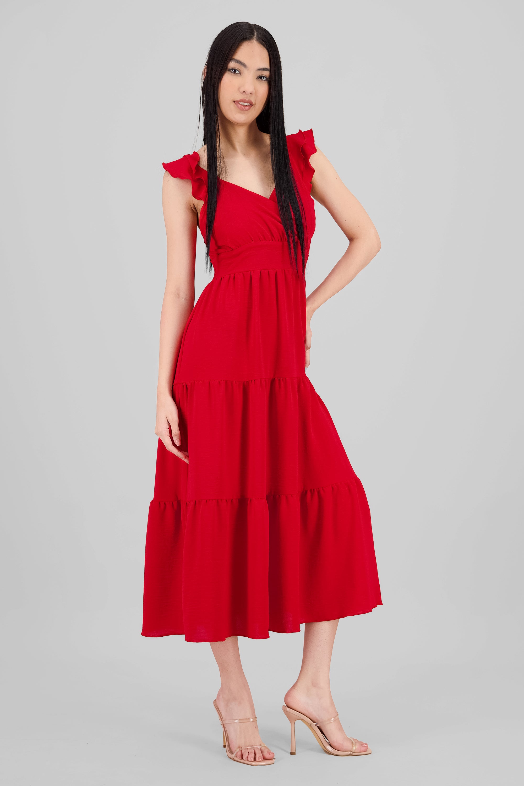 Ruffles Maxi Dress RED