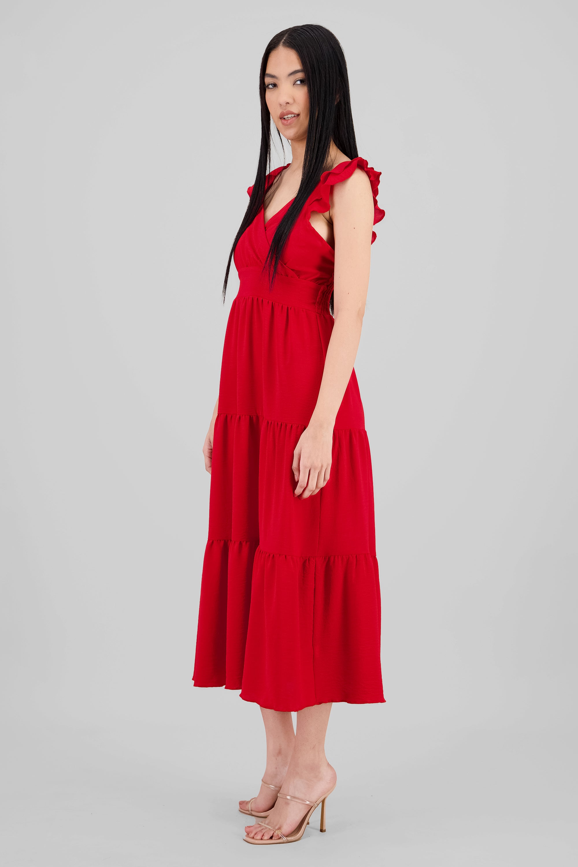 Ruffles Maxi Dress RED