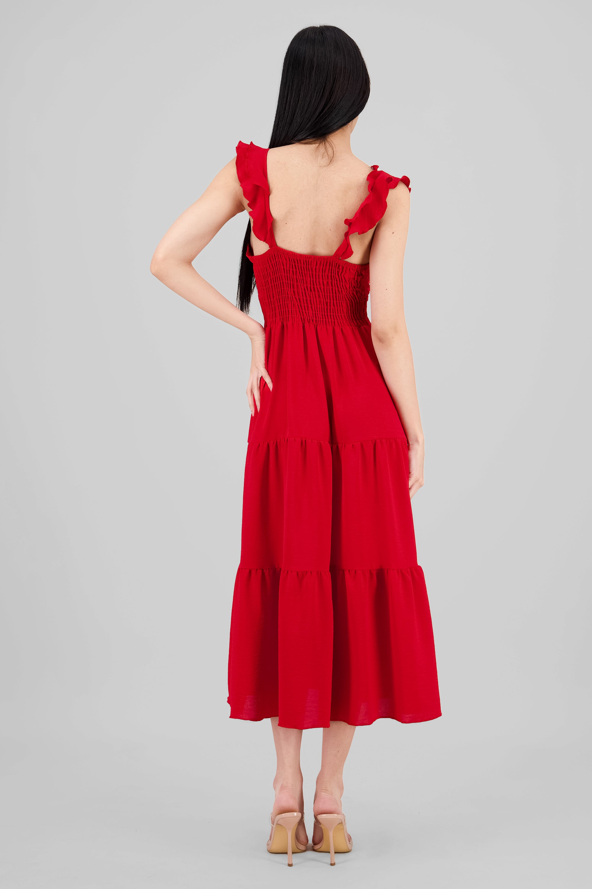 Ruffles Maxi Dress RED