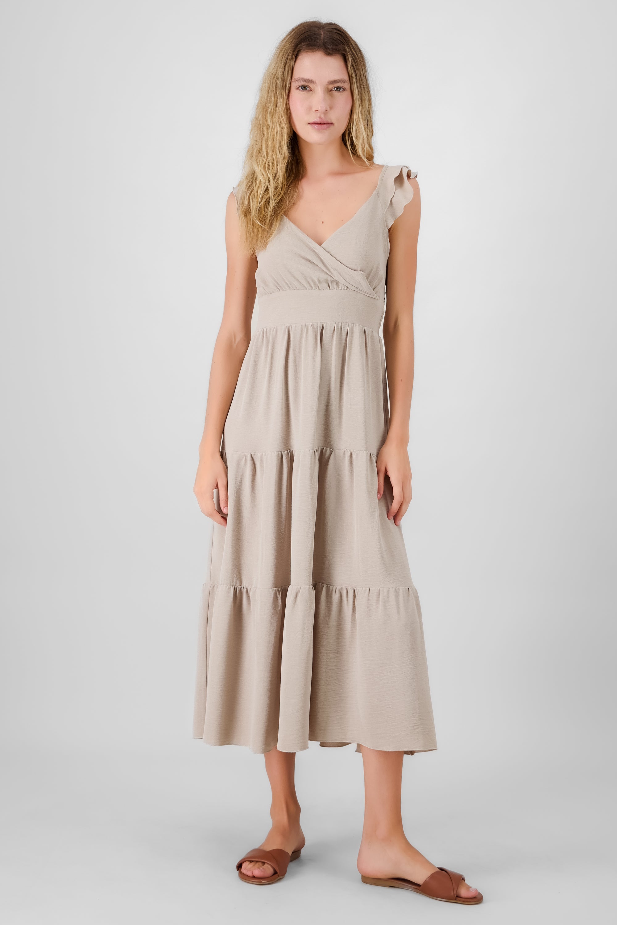 Ruffles Maxi Dress GREY