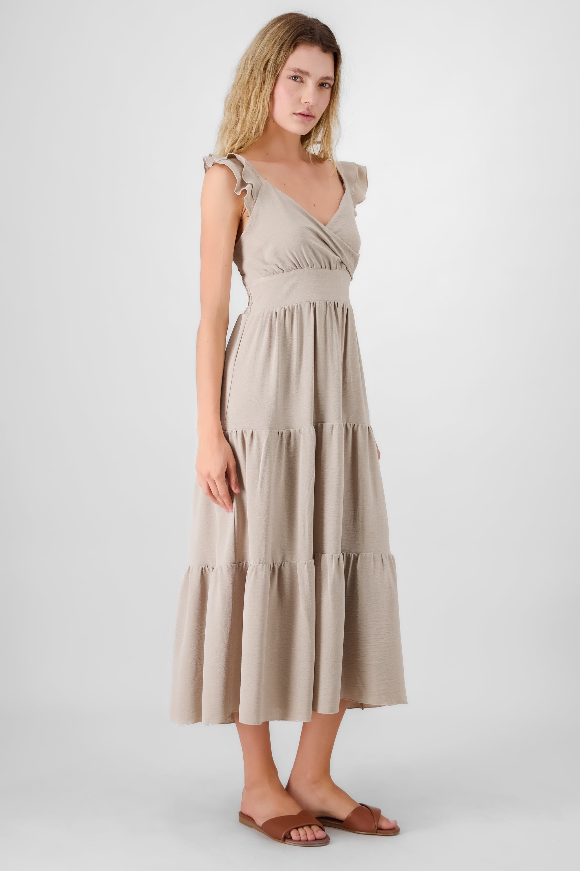 Ruffles Maxi Dress GREY