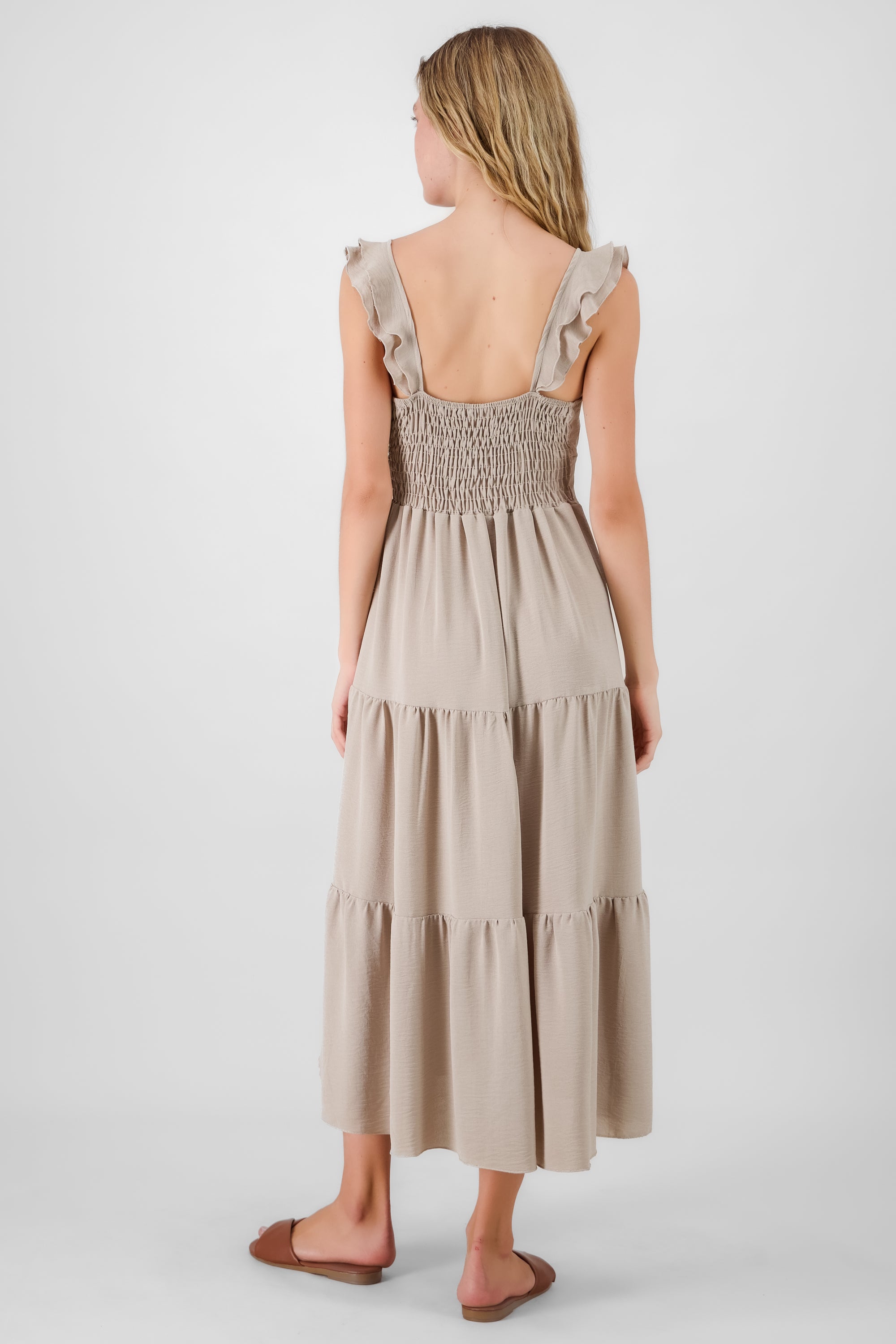 Ruffles Maxi Dress GREY