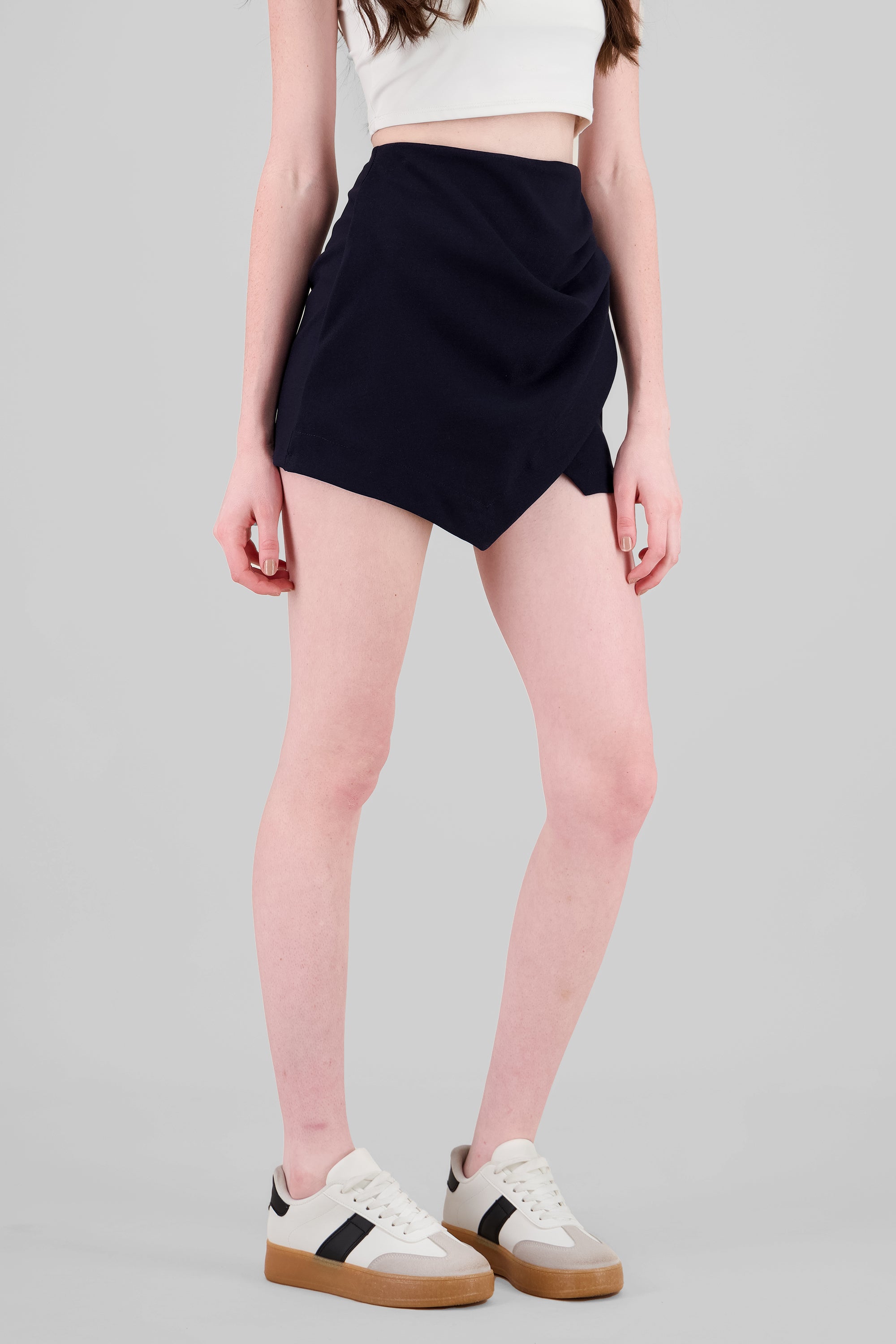 Solid Asymmetric Skirt NAVY