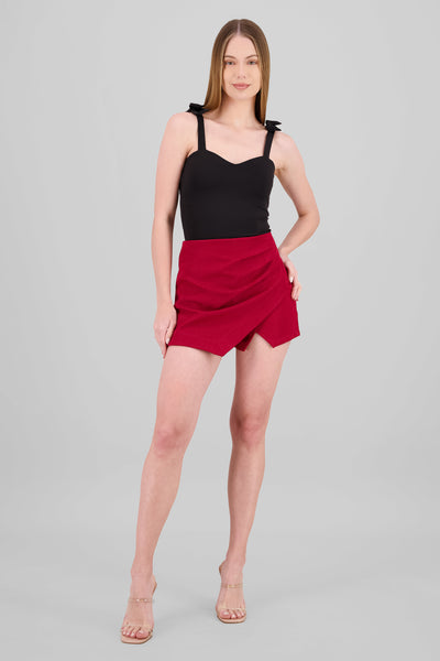 Solid Asymmetric Skirt RED