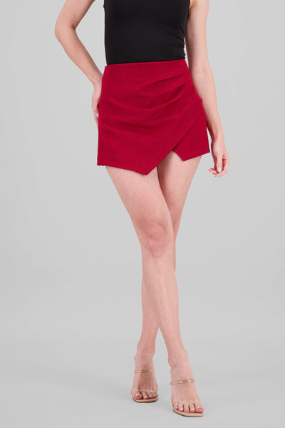 Solid Asymmetric Skirt RED