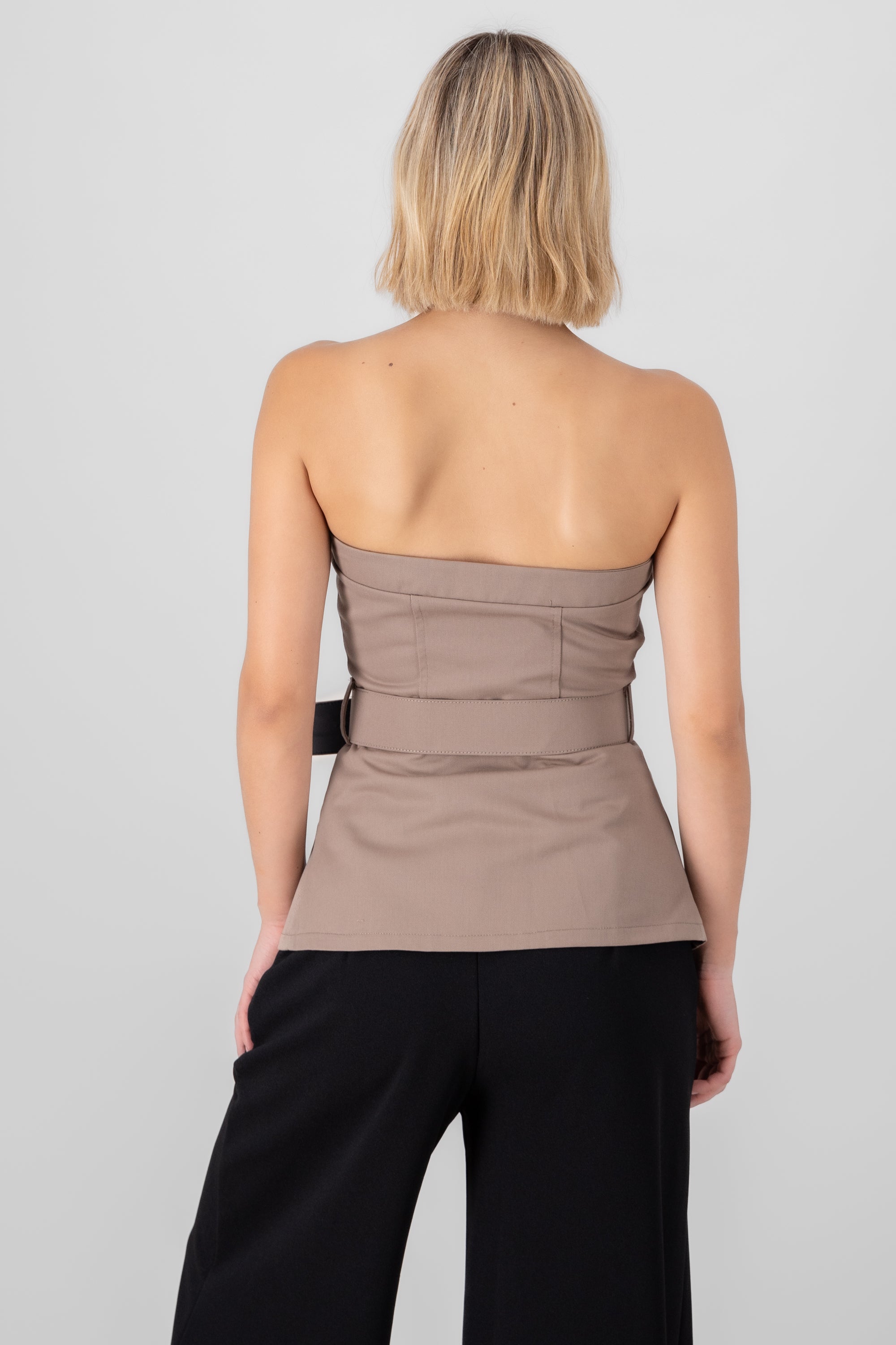 Gabardine Corset With Belt KHAKI