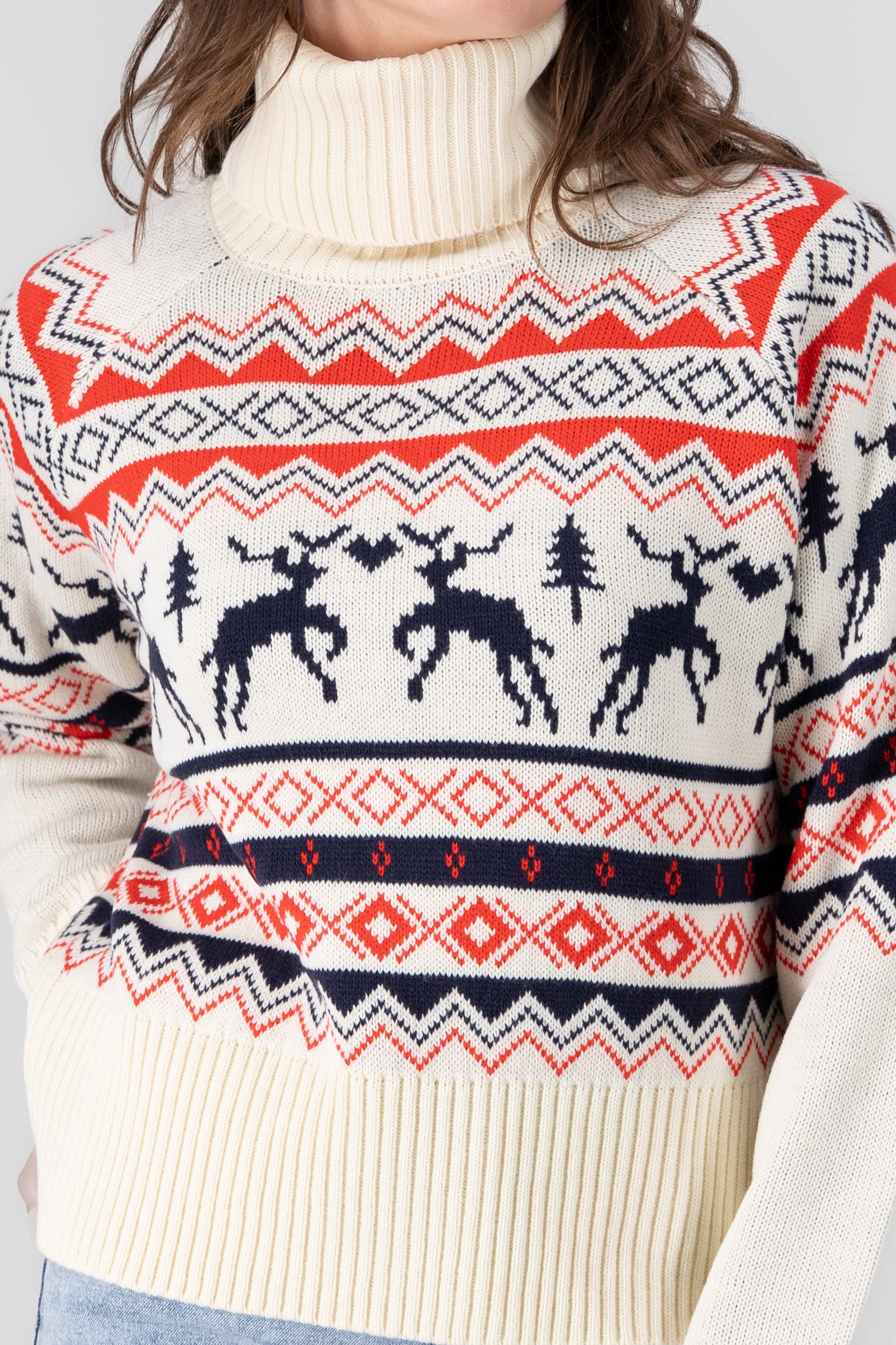 Reindeer Christmas Sweater BONE COMBO