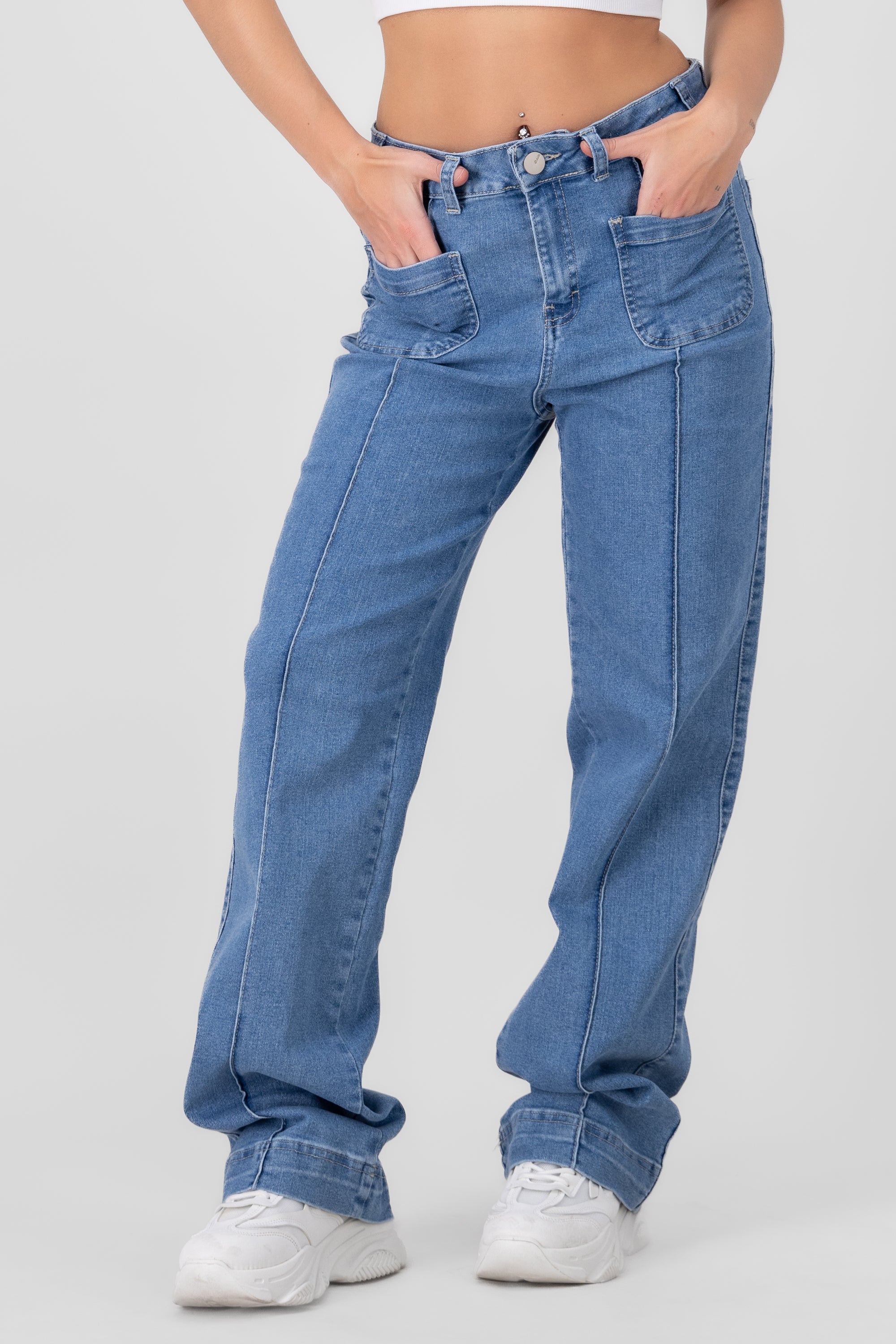 Straight Jeans With Pockets STONE