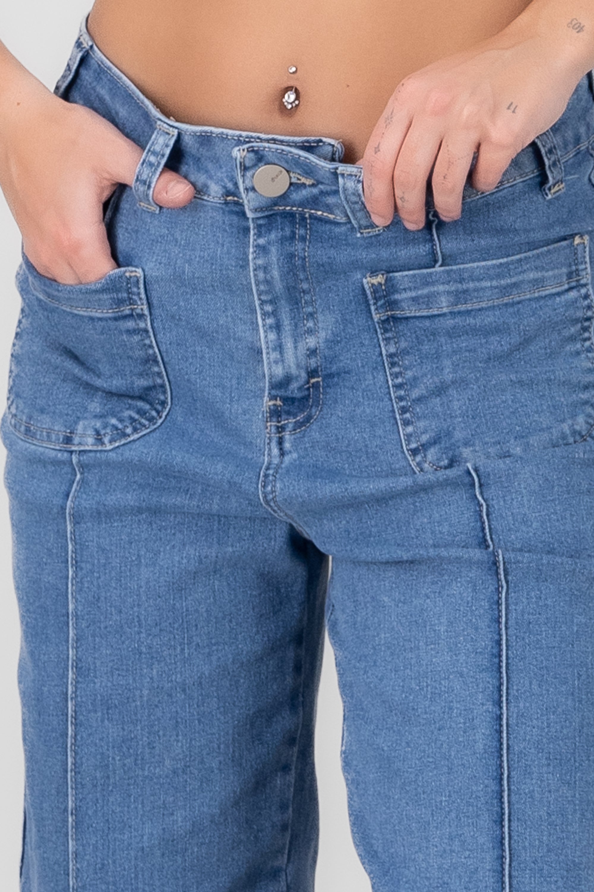 Straight Jeans With Pockets STONE