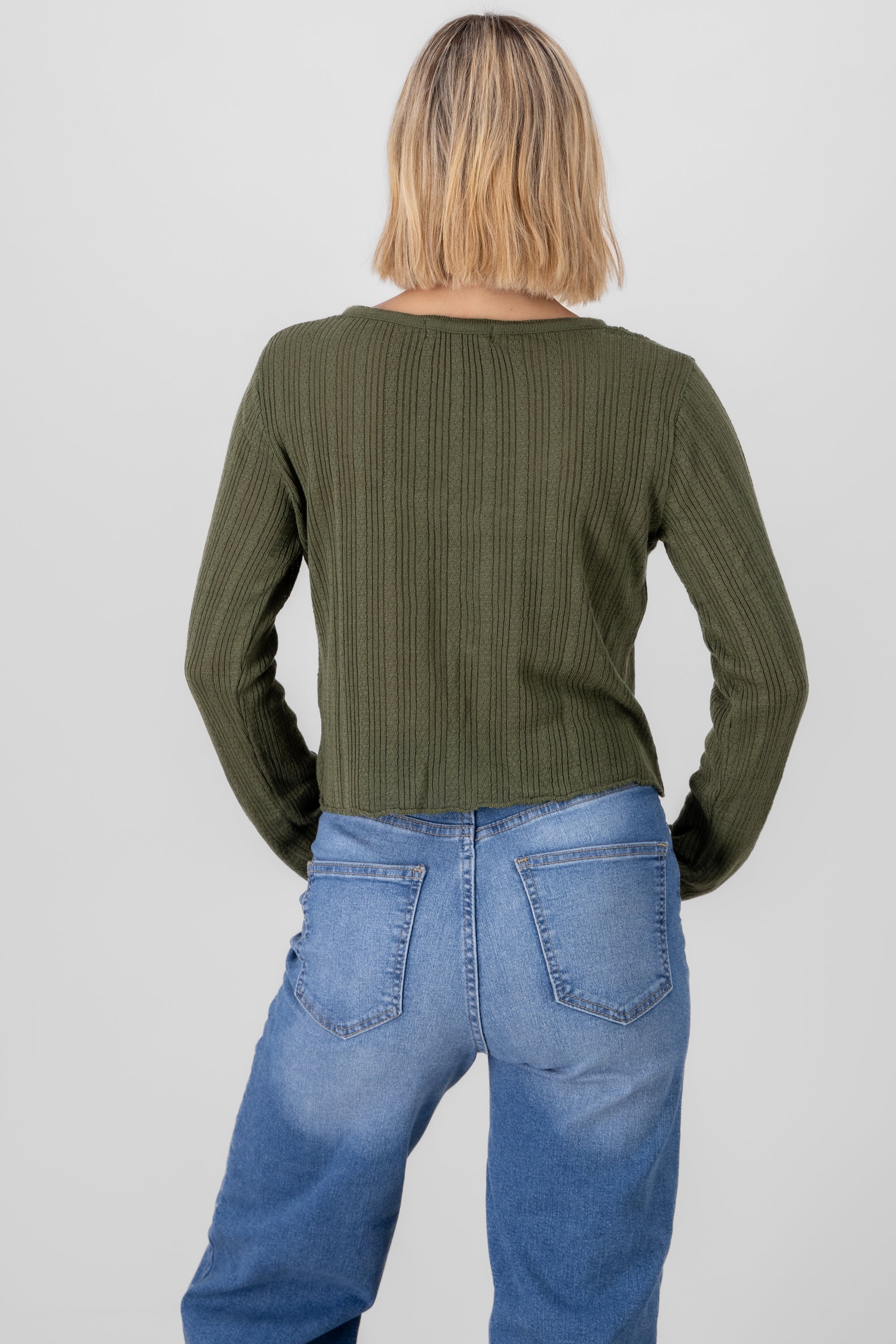 Knit Top With Bow Detail OLIVE