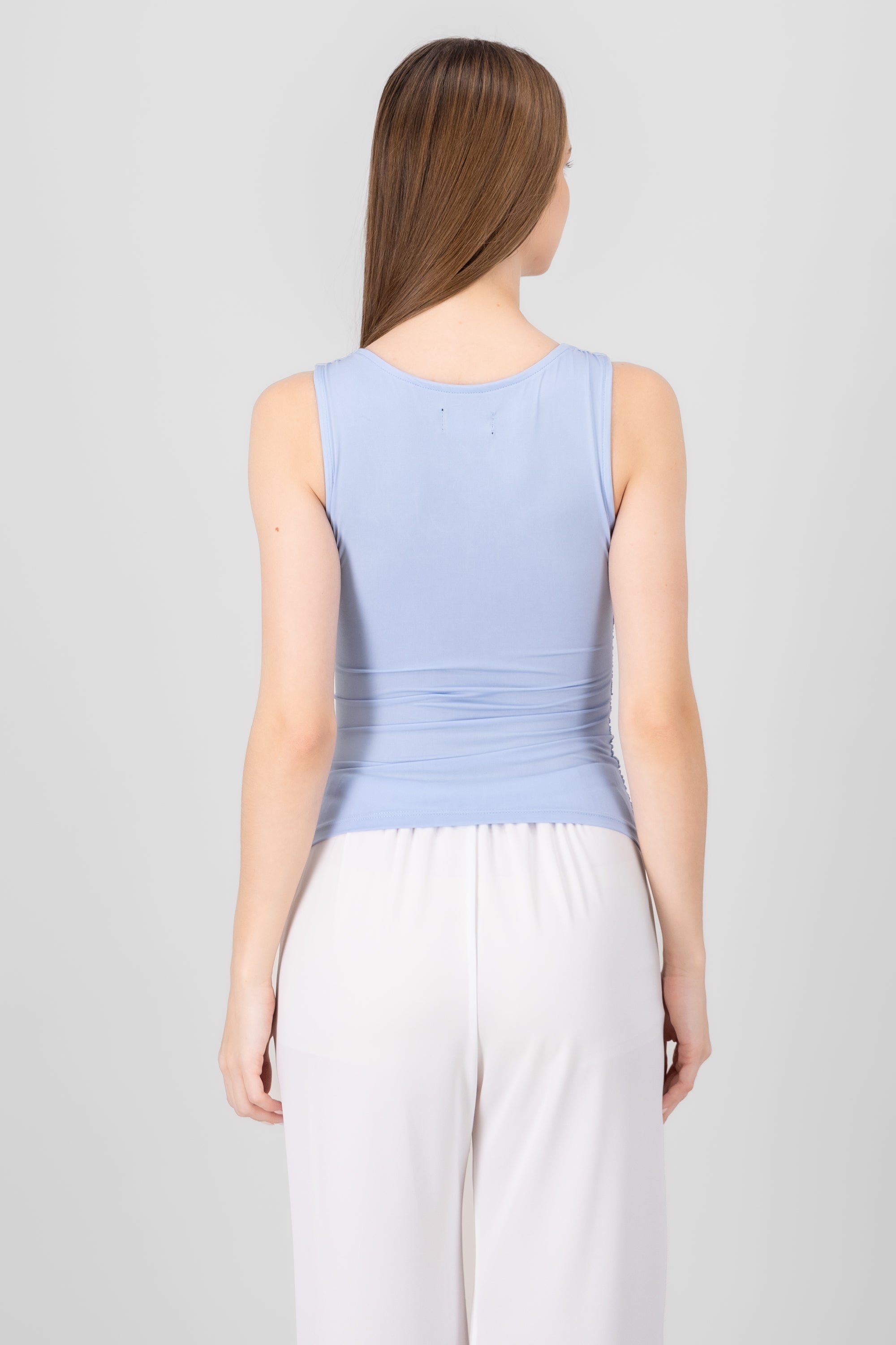 Draped Sleeveless Top SKY BLUE