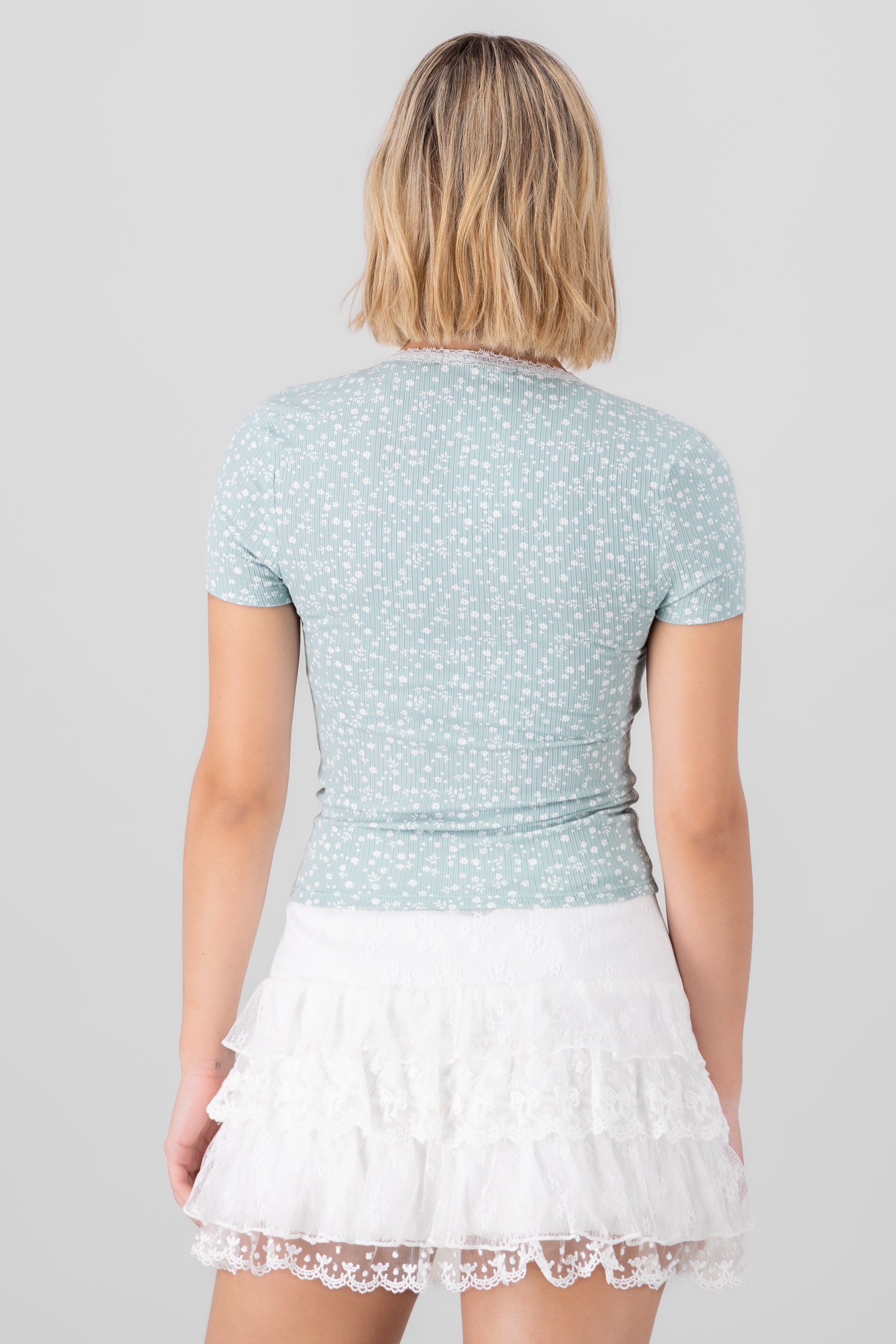 Floral Print T Shirt MINT COMBO