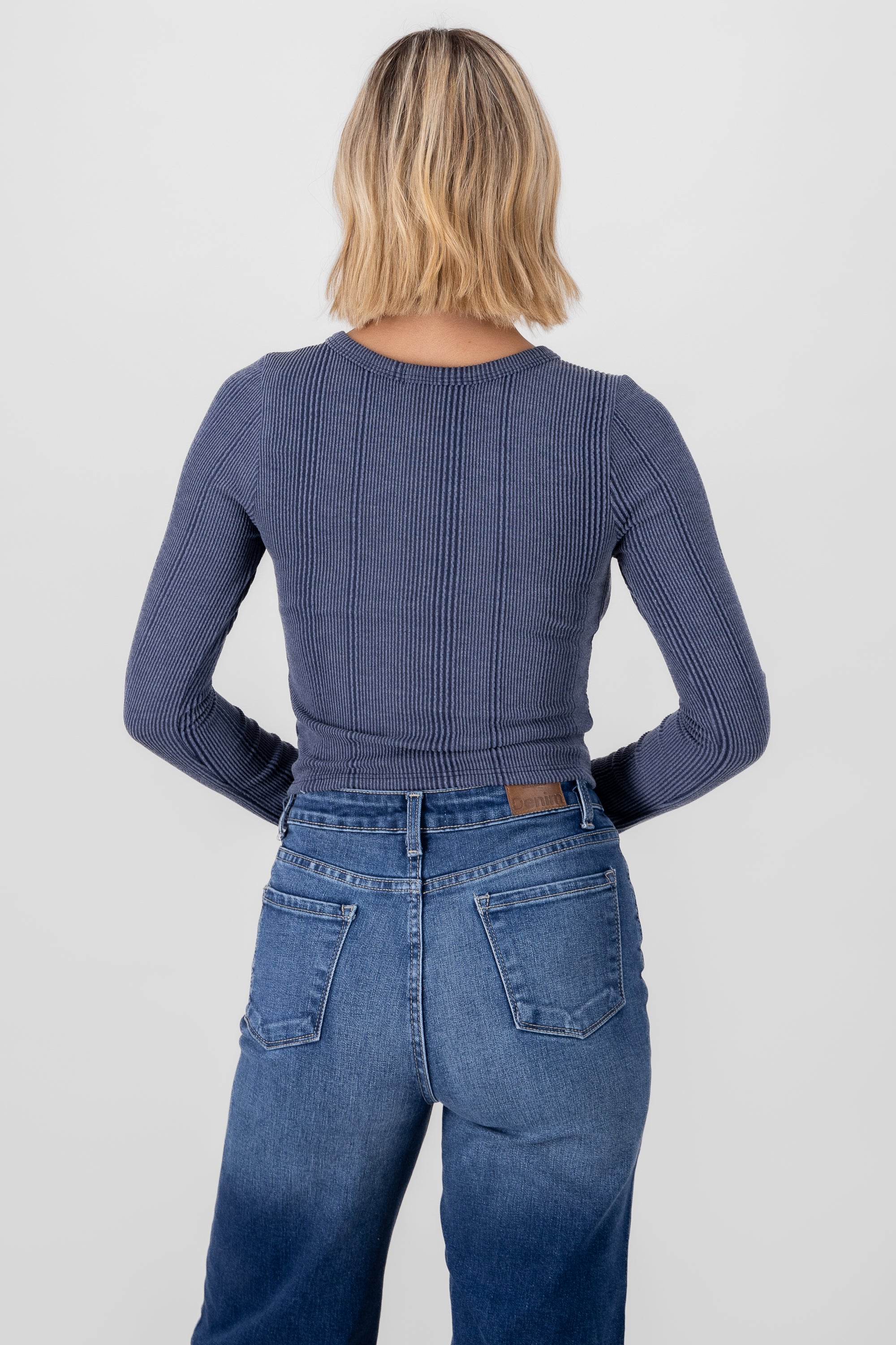 Ribbed Long Sleeve Top INDIGO