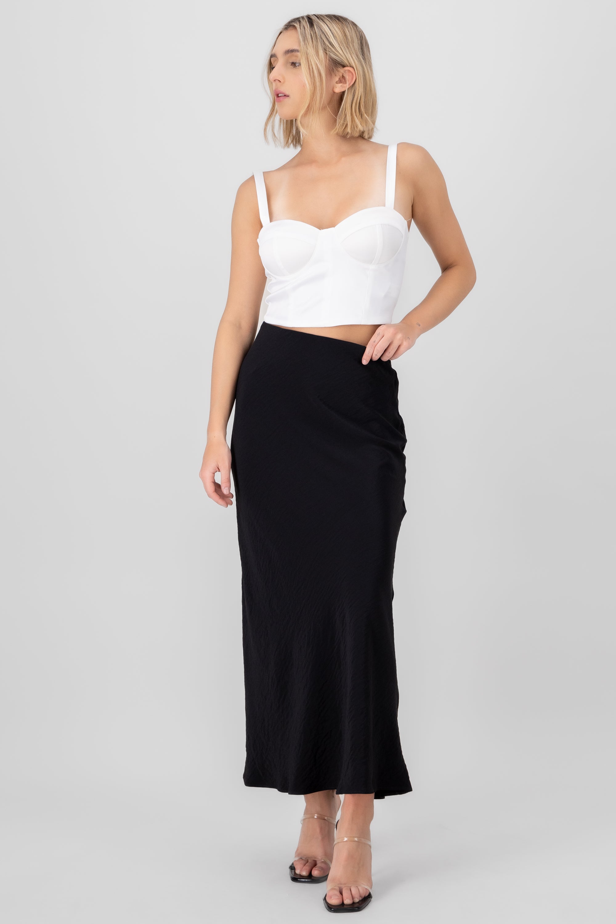 Low Waist Midi Skirt BLACK